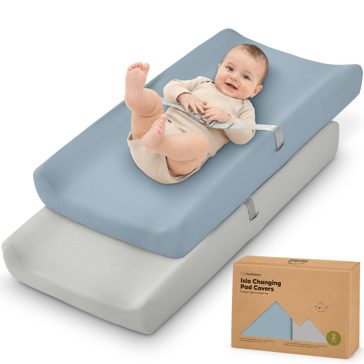 Paquete de 2 fundas para cambiador de bebé para niña, niño, 34 x 18 pulgadas (acero)