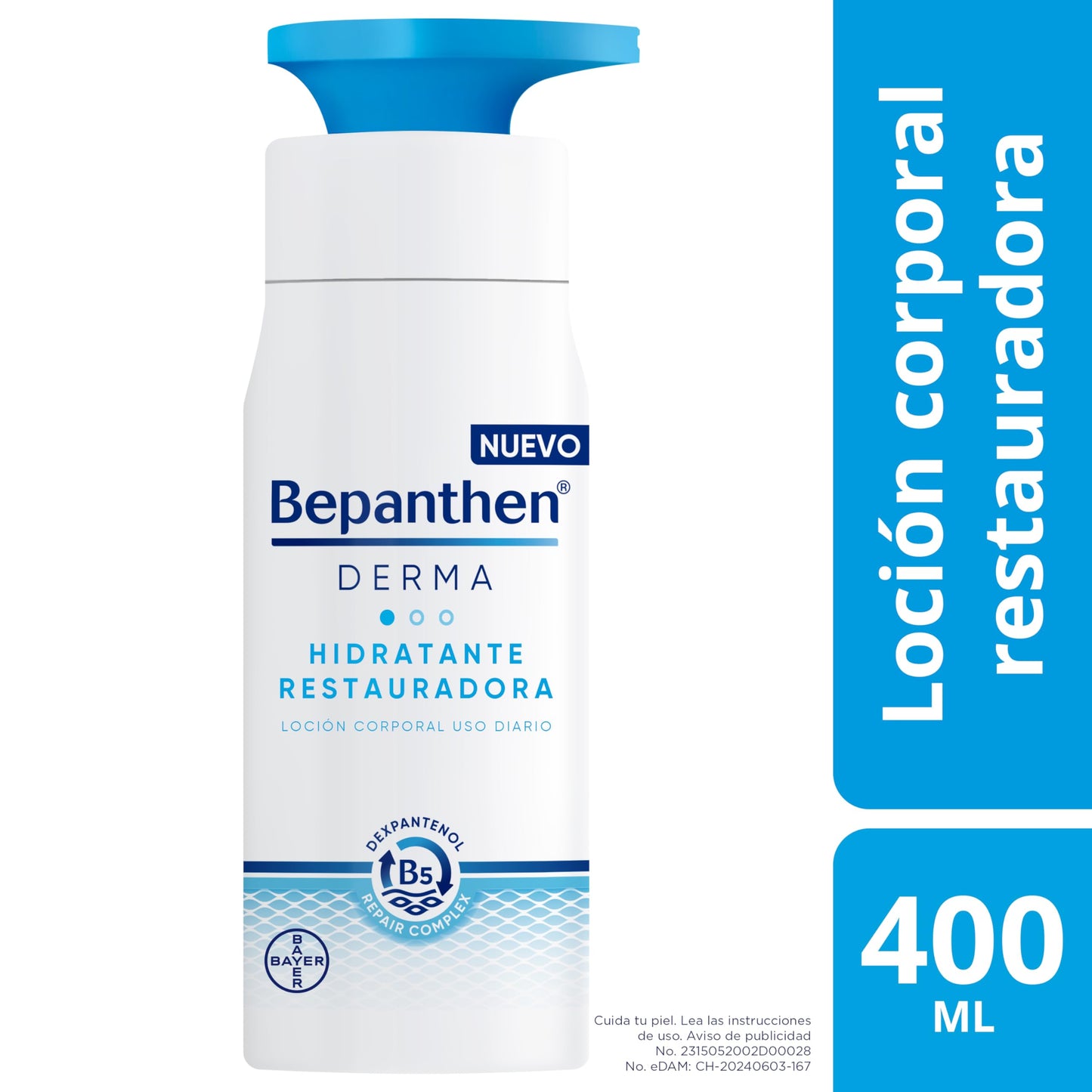 Bepanthen Derma Crema Corporal, Crema Hidratante Restauradora de Uso Diário para Piel Seca y Sensible, 400ml