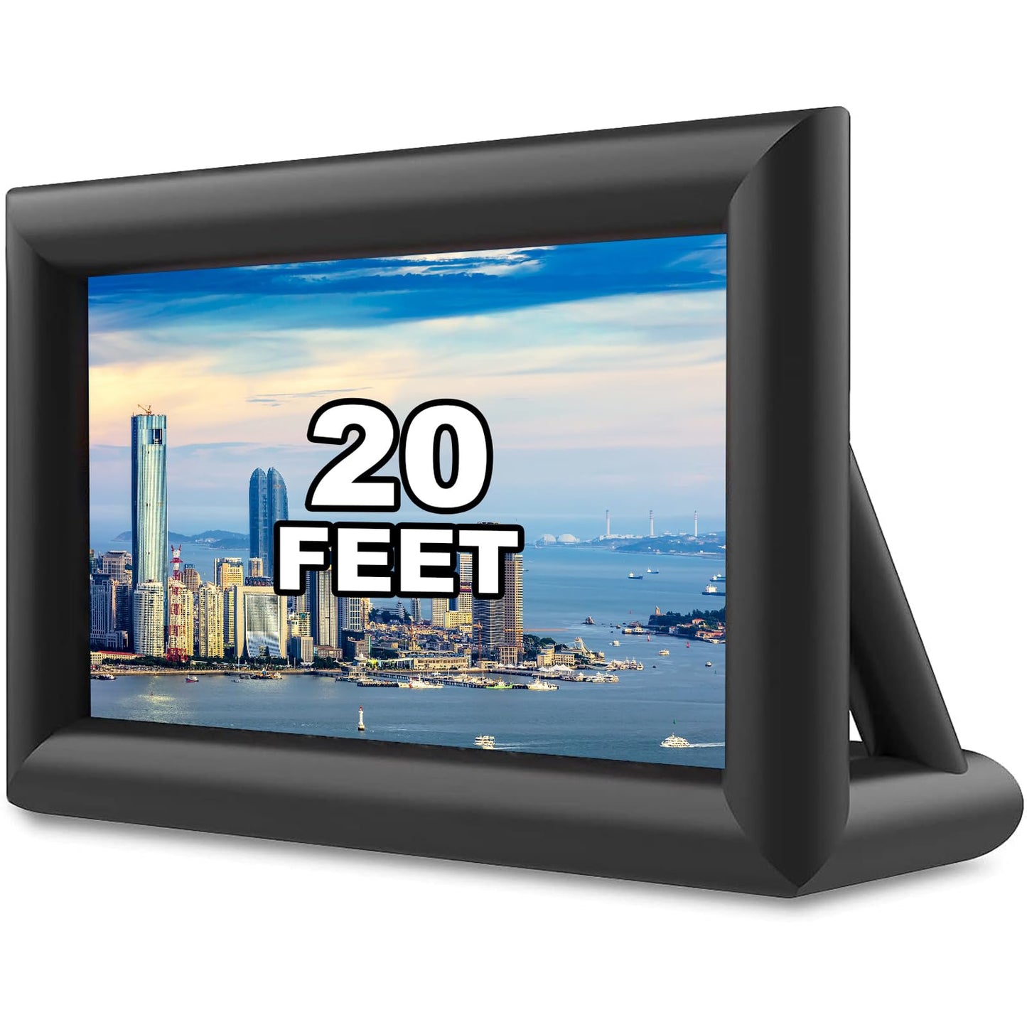 GYUEM Pantalla de Cine con proyector portátil Inflable de 20 pies, Enorme Paquete de Pantalla de proyección de Cine soplado por Aire con Cuerda, soplador, proyección Frontal y Trasera