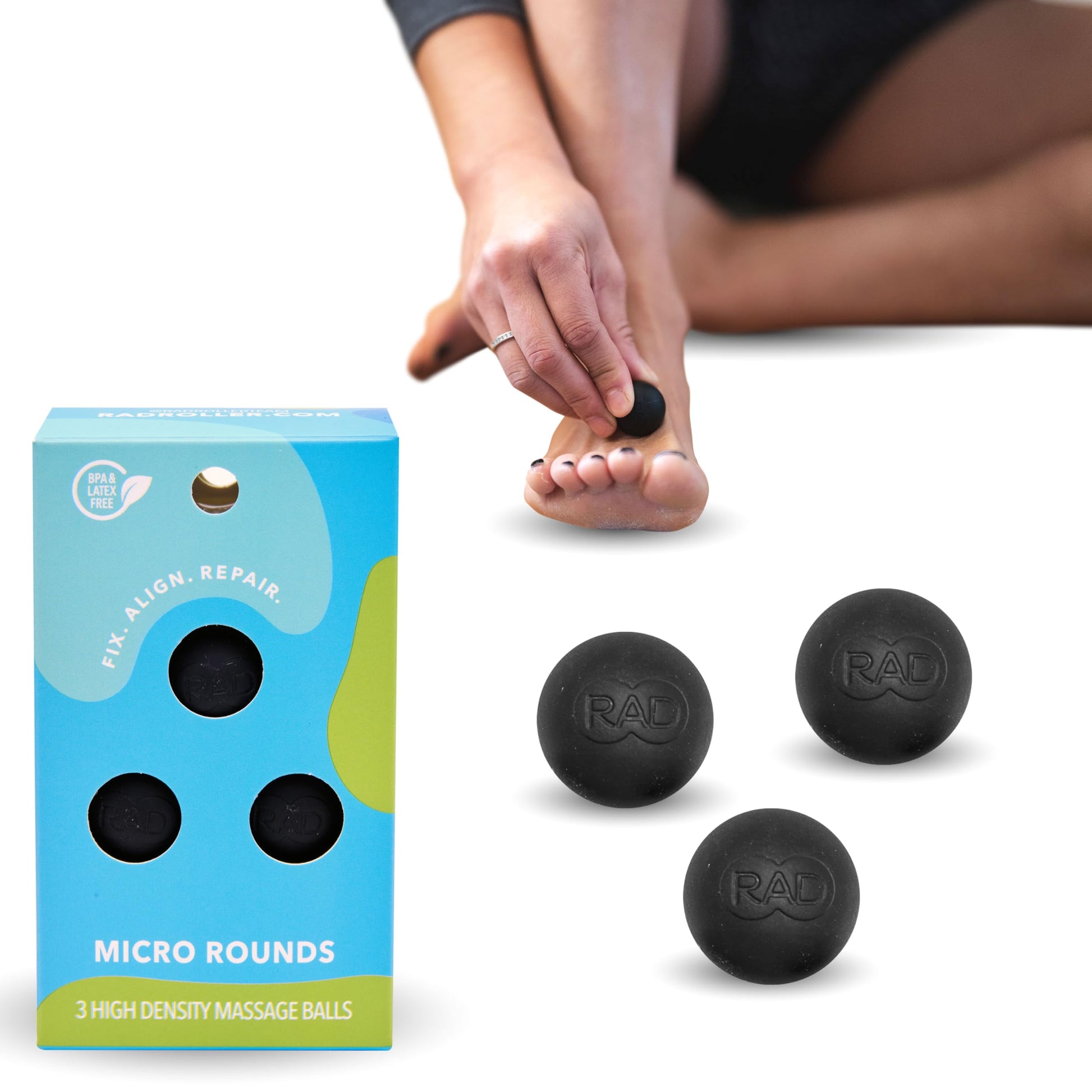 Bolas de Masaje RAD Micro Rounds Alta Densidad para Liberación Miofascial en Mandíbula, Pies y Manos 3 Piezas para Automasaje Movilidad y Recuperación