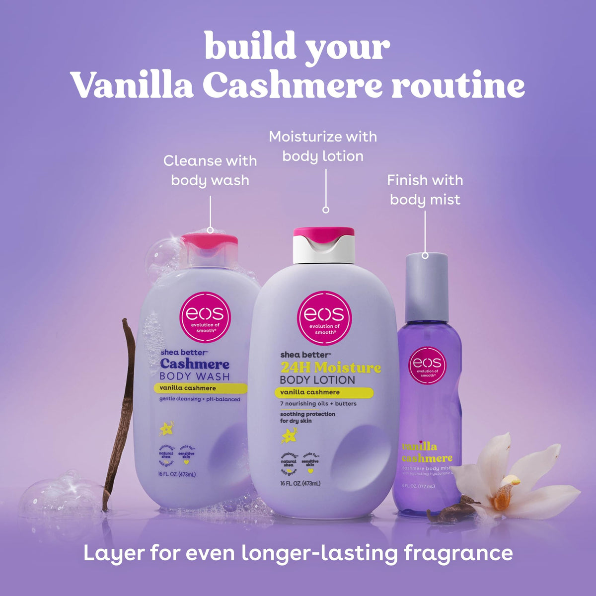 EOS Eos Shea Better Body Lotion – Vanilla Cashmere | 16 oz | Vainilla Cachemira, 16 onzas