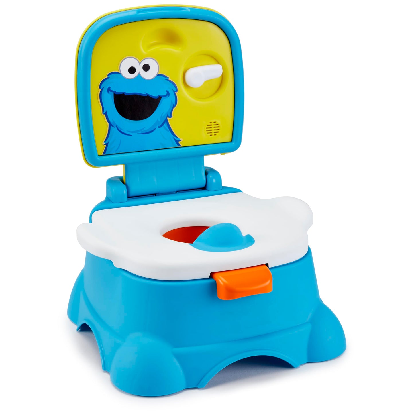 Asiento de Inodoro y Taburete de Escalón Sesame Street Cookie Monster Azul Fácil de Limpiar con Asa y Sonidos para Niños y Niñas