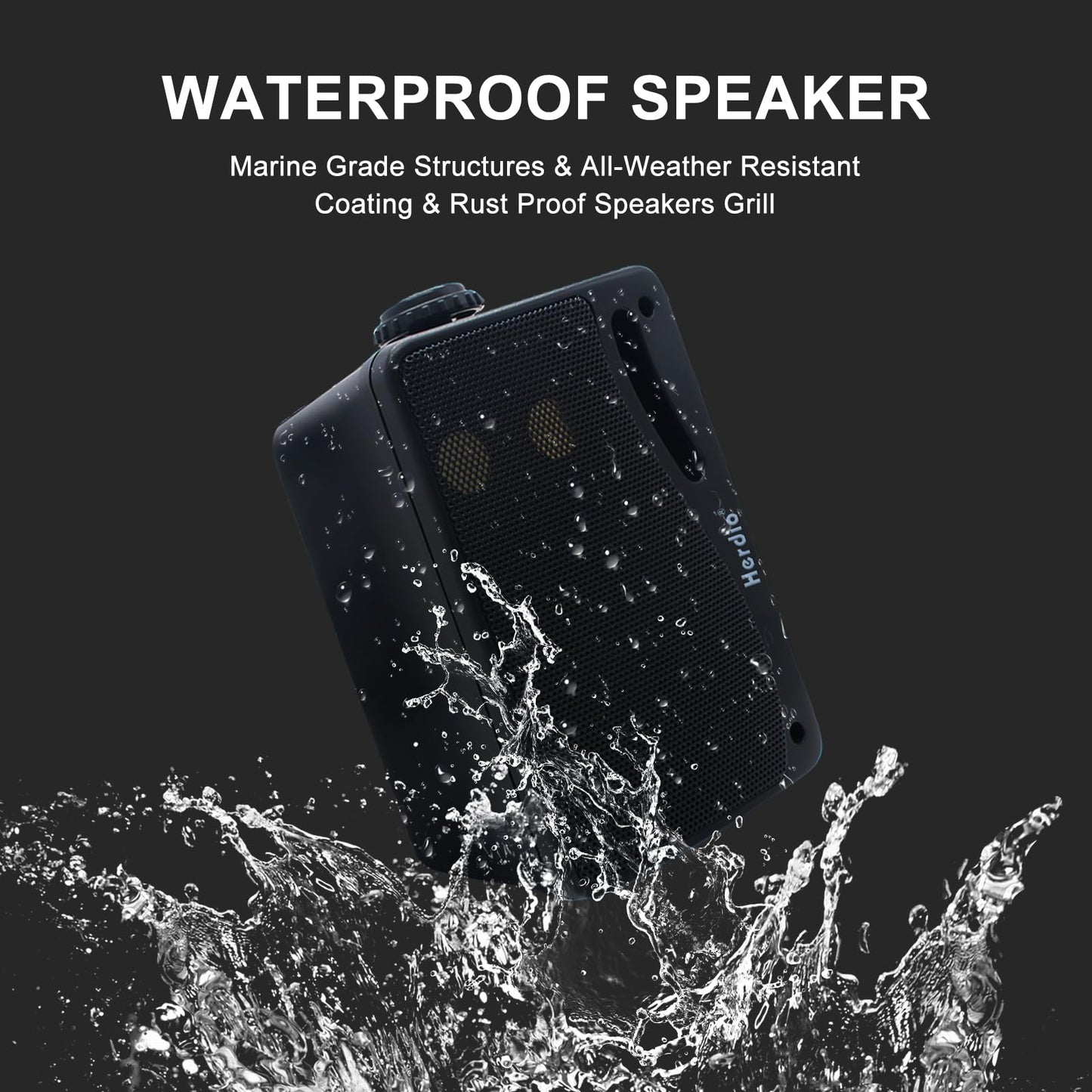 Herdio 3.5 Pulgadas Bluetooth Bocinas para Exterior, 200W Altavoces para Exteriores, Resistente al Agua, Adecuado para el hogar, Patio, Terraza,Patio Trasero (2 Altavoces,Negros)