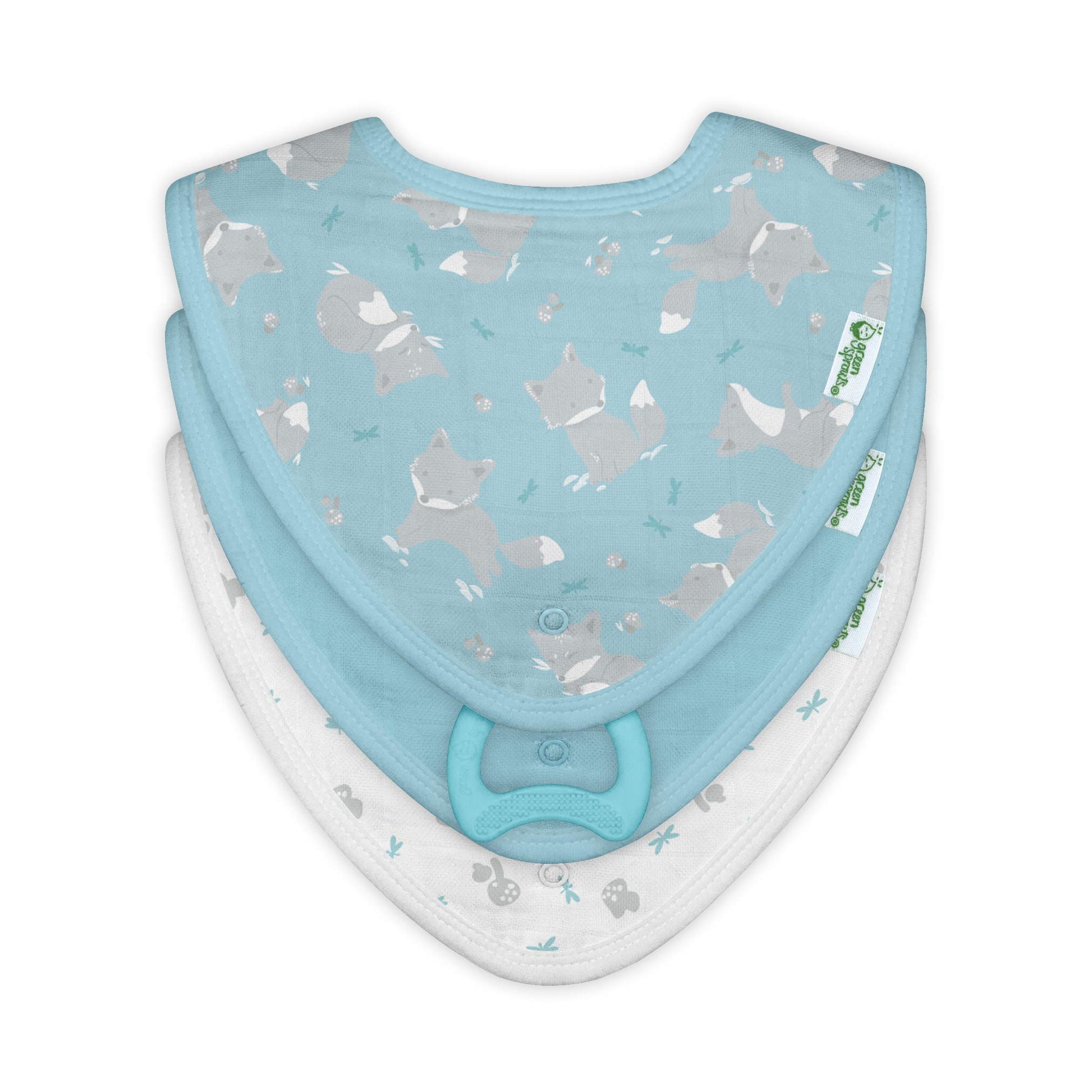 Green Sprouts - Baberos de muselina de algodón orgánico (3 unidades) | Alivia las encías y protege de la baba | Lavable a máquina, esterilizador, hecho sin BPA