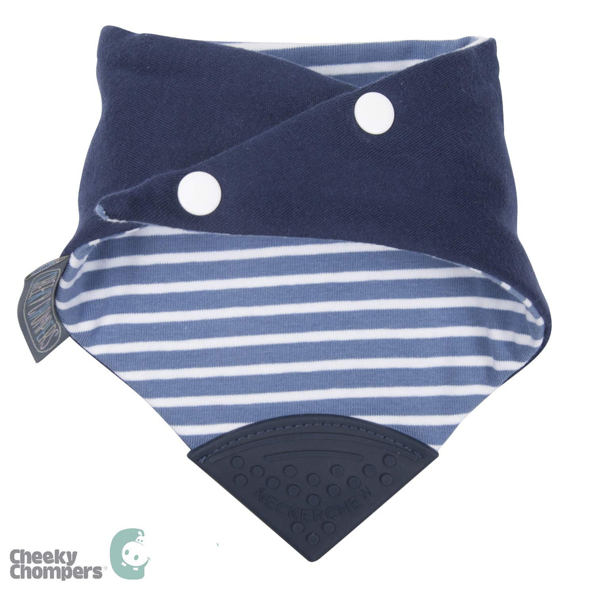 Babero para dentición Chewy original: babero reversible superabsorbente para dentición de bebés. Cheeky Chompers mordedores de silicona de grado alimenticio sin BPA | Preppy Stripes Neckerchew