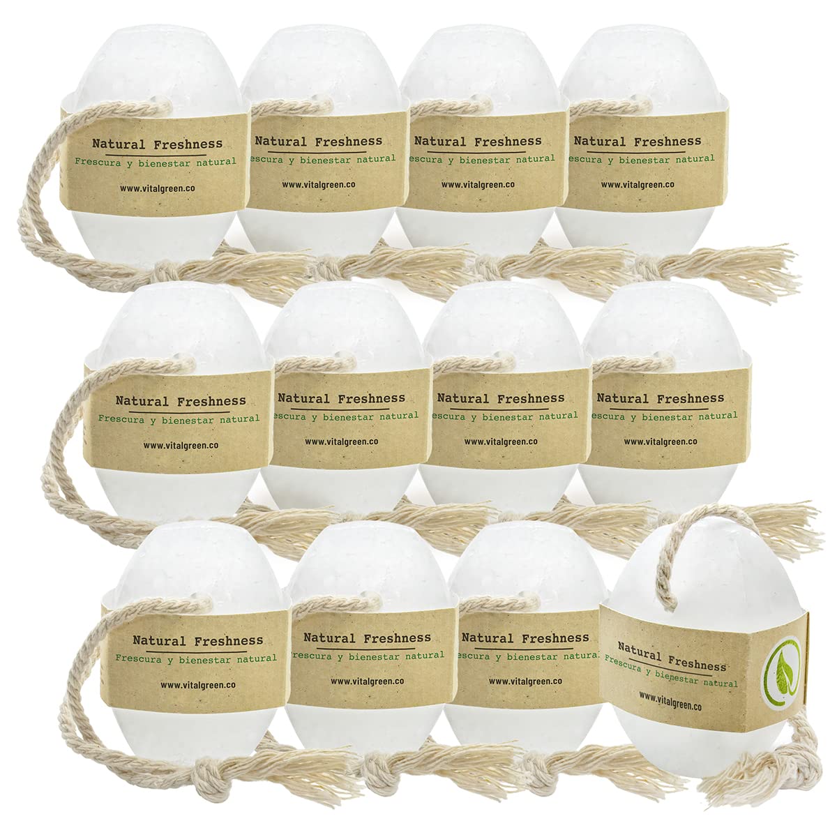 Vital Green Barra de Cristal de Alumbre de Potasio Multiusos, Desodorante Natural Tailandés, Elimina Olor, Sin Fragancia, Sin Plástico, Para Toda la Familia, 100g - 3.53 oz (12 unds)