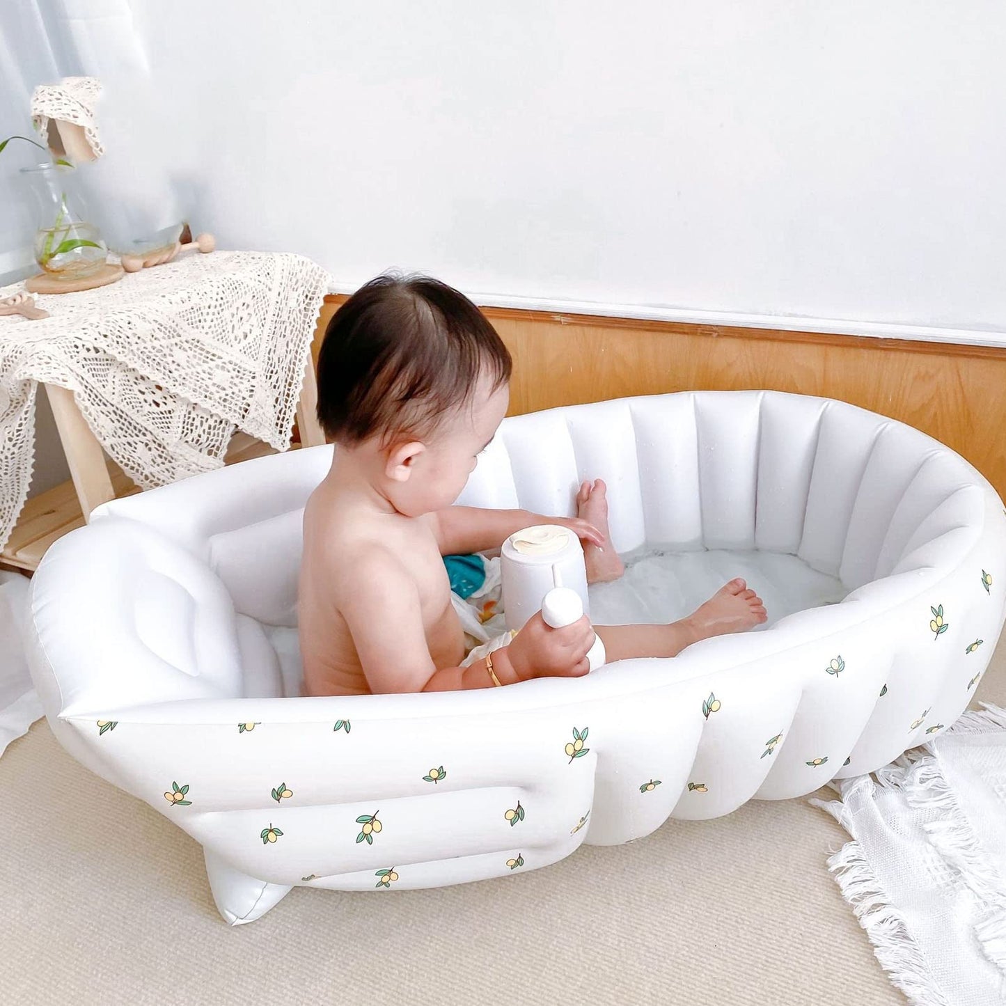 Bañera Inflable para bebé, Asiento de Bañera para bebé Recién Nacido para bebé, Mini Piscina de Viaje Plegable Portátil, Ayudar a los Bebés a la Bañera para Niños Pequeños (Tipo C)
