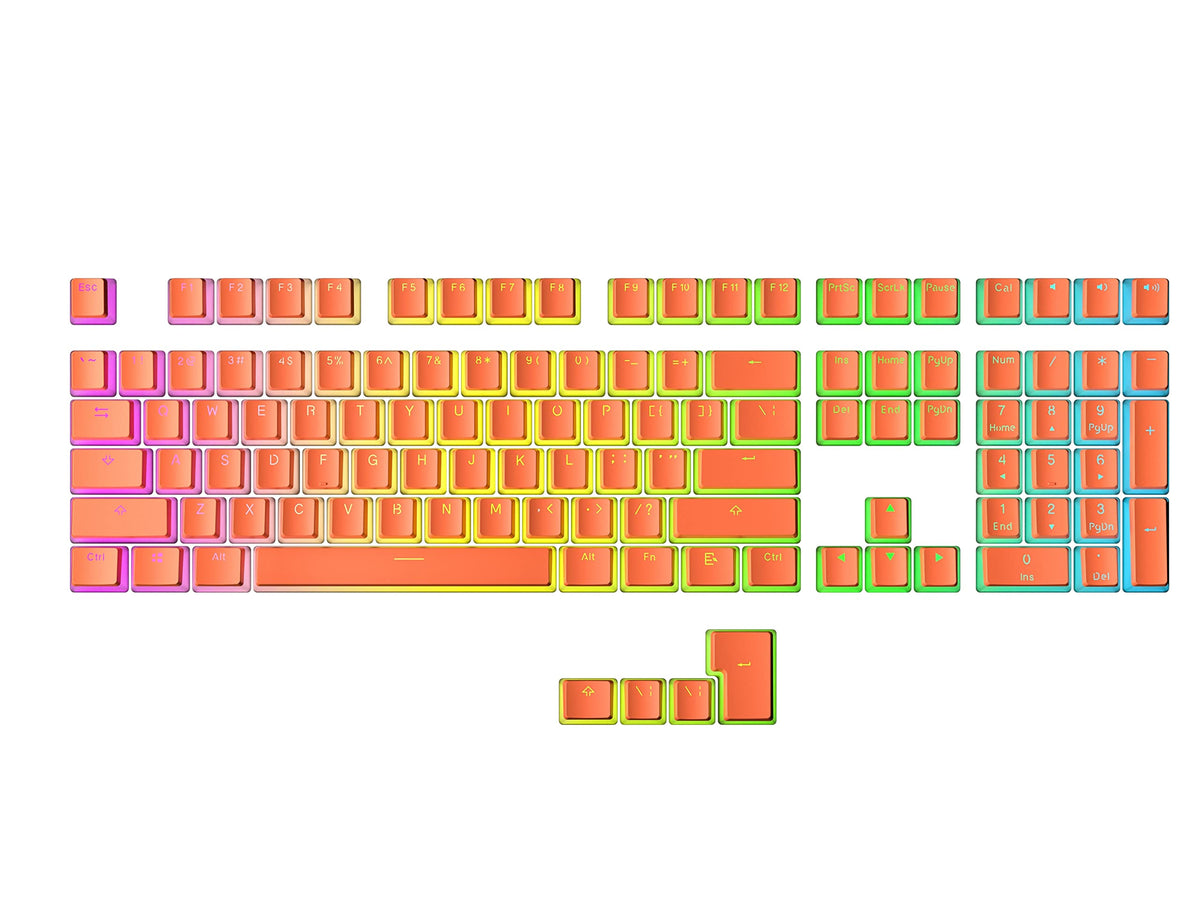 Teclas PBT Ranked Coral Diseño Translúcido ANSI e ISO Perfil OEM para Teclado Mecánico RGB