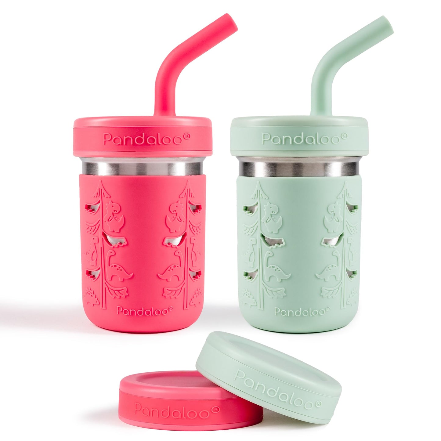 Pandaloo® Tazas de batido para niños - Vaso para niños pequeños de acero inoxidable con pajita, taza con popote para batidos - Sin BPA, tazas para refrigerio para niños pequeños, 10 oz