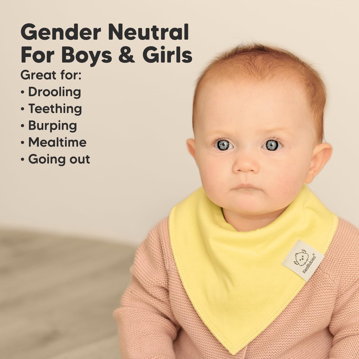 KeaBabies - Paquete de 8 baberos orgánicos para niñas - Baberos triangulares súper absorbentes para bebés babeos y dentición, 100% algodón extra suave para recién nacido, bebé de 0 a 36 meses