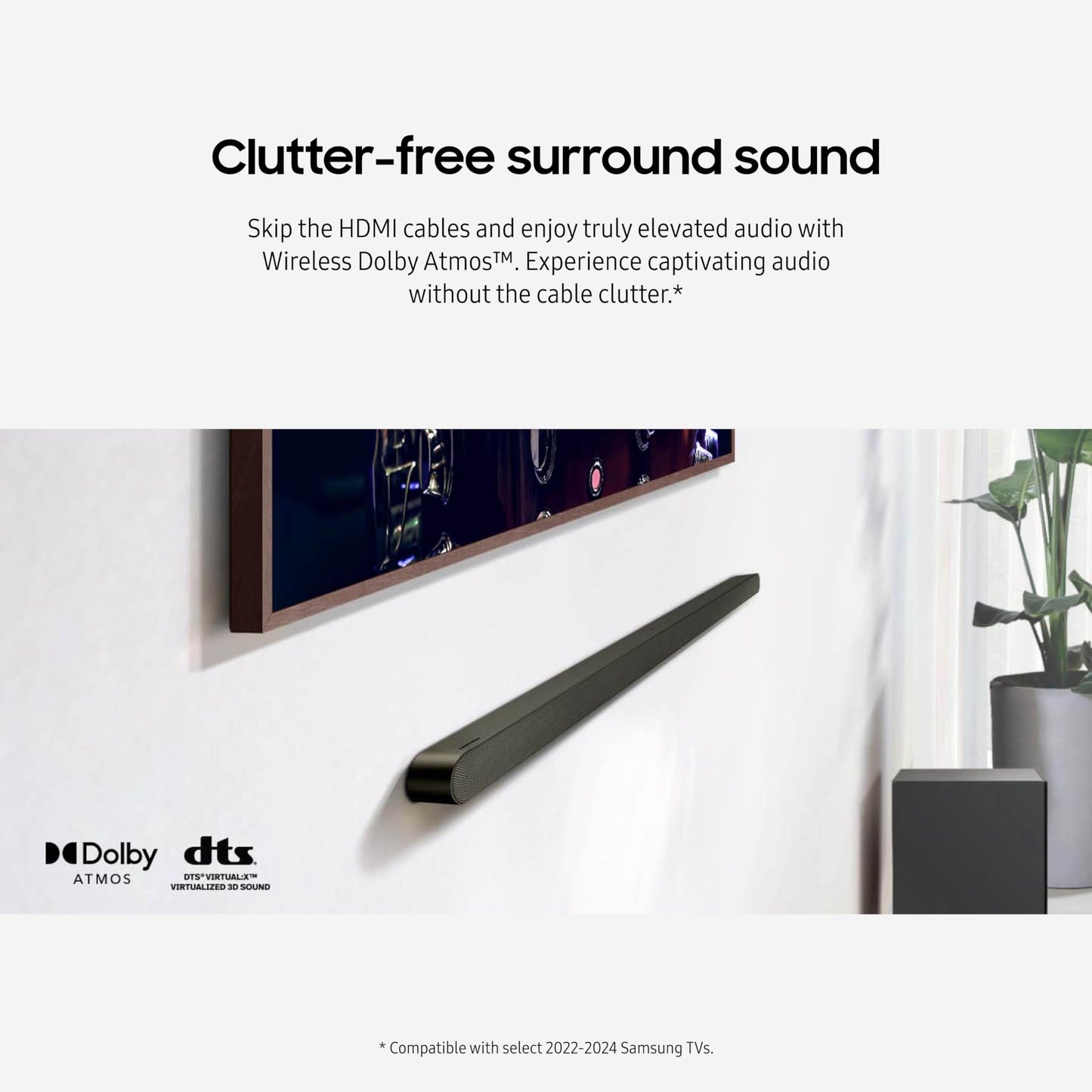 Barra de Sonido Samsung S700D Negra con Audio Inalámbrico Dolby Atmos y Diseño Ultra Delgado