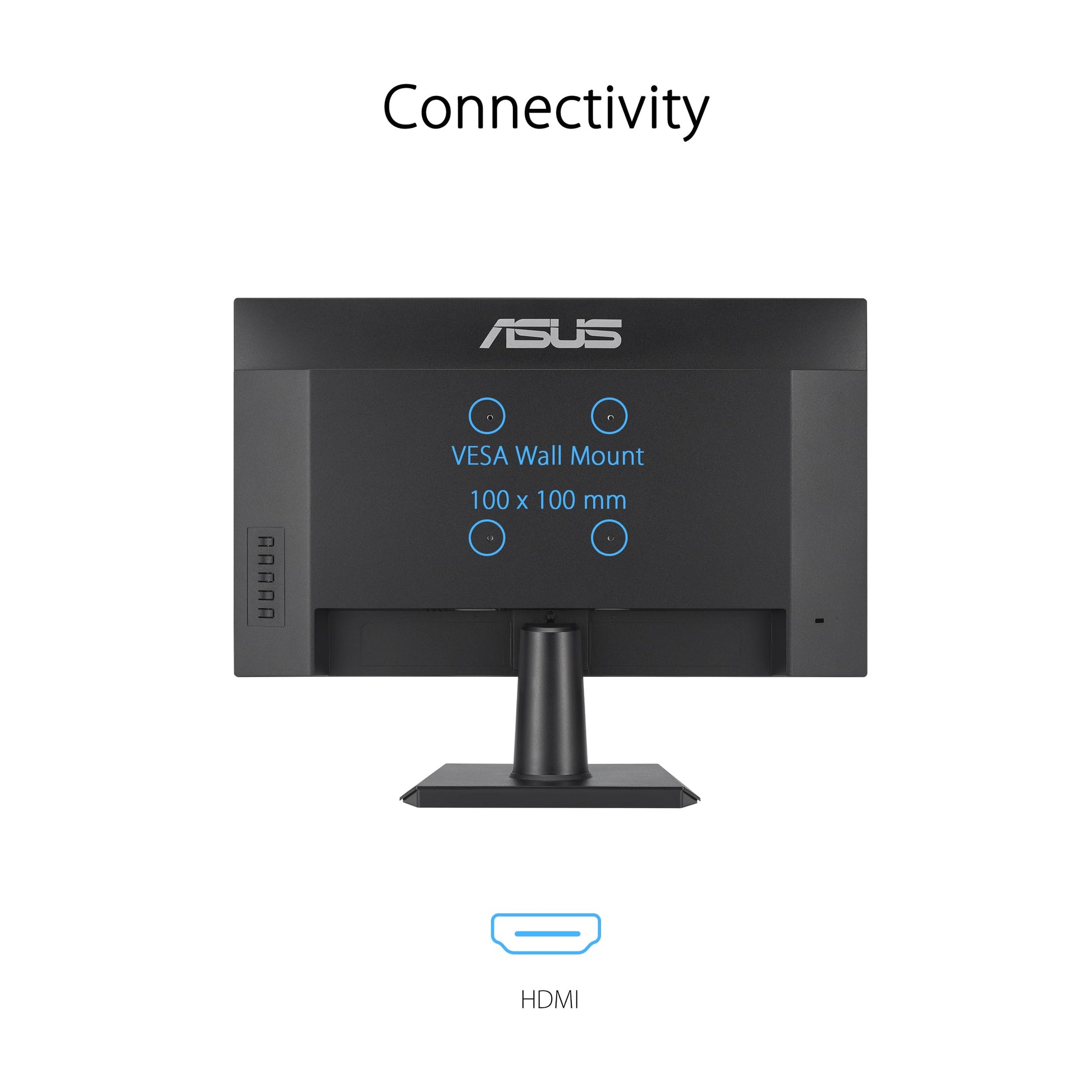 Asus Monitor Eye Care VA27EHF, 27 Pulgadas, IPS, Full HD, sin Marco, 100Hz, Adaptive-Sync, 1ms MPRT, HDMI, Low Blue Light, Flicker Free, Montaje en Pared