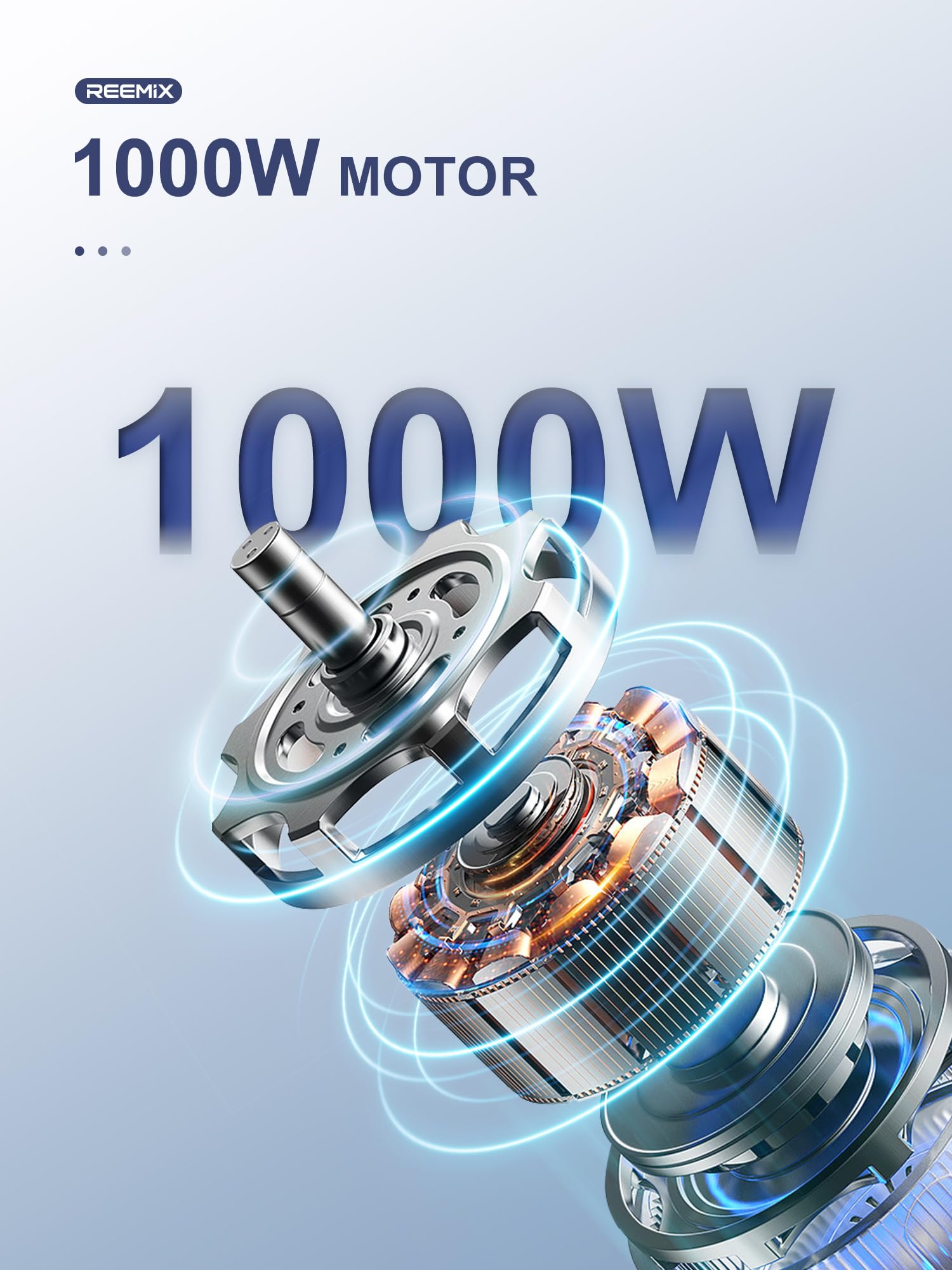 Licuadora de inmersión manual 5 en 1 – Licuadora de mano de 1000 W con motor de cobre, hoja de acero inoxidable, vaso de mezcla, procesador de alimentos, batidor, espumador de leche para batidos, puré