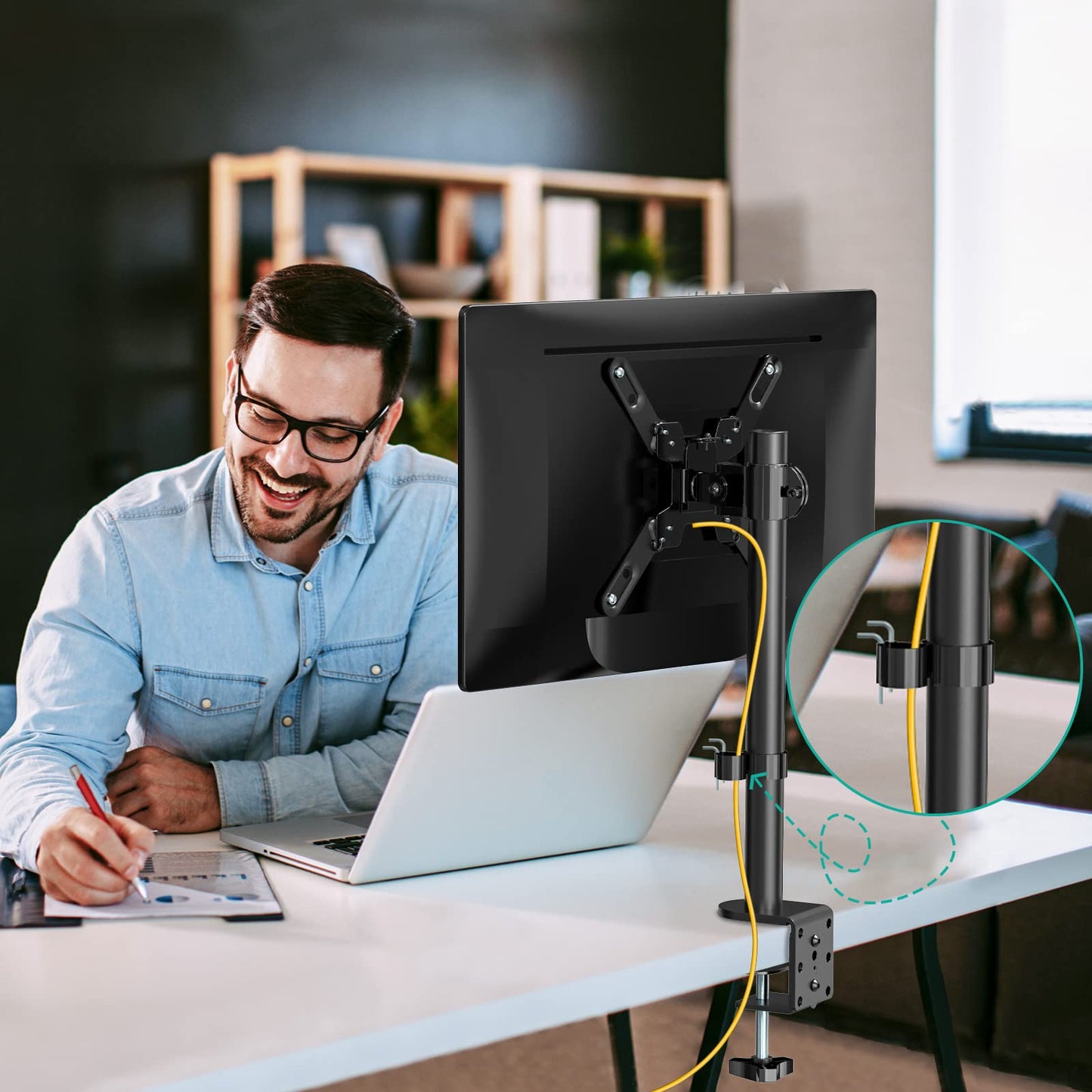 Soporte para Monitor WALI Negro Ajustable hasta 42 Pulgadas