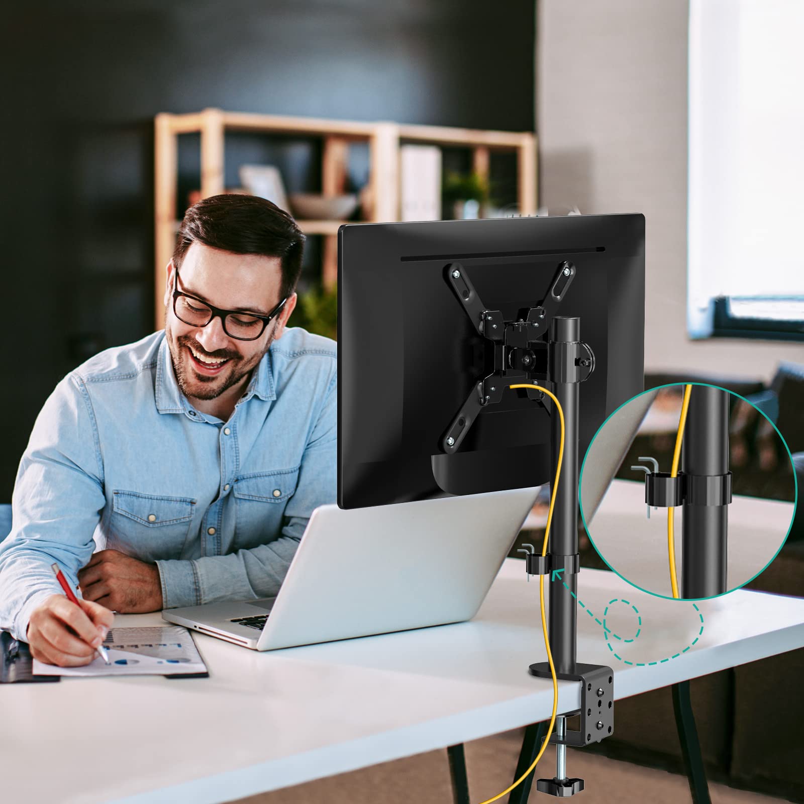 Soporte para Monitor WALI Negro Ajustable hasta 42 Pulgadas