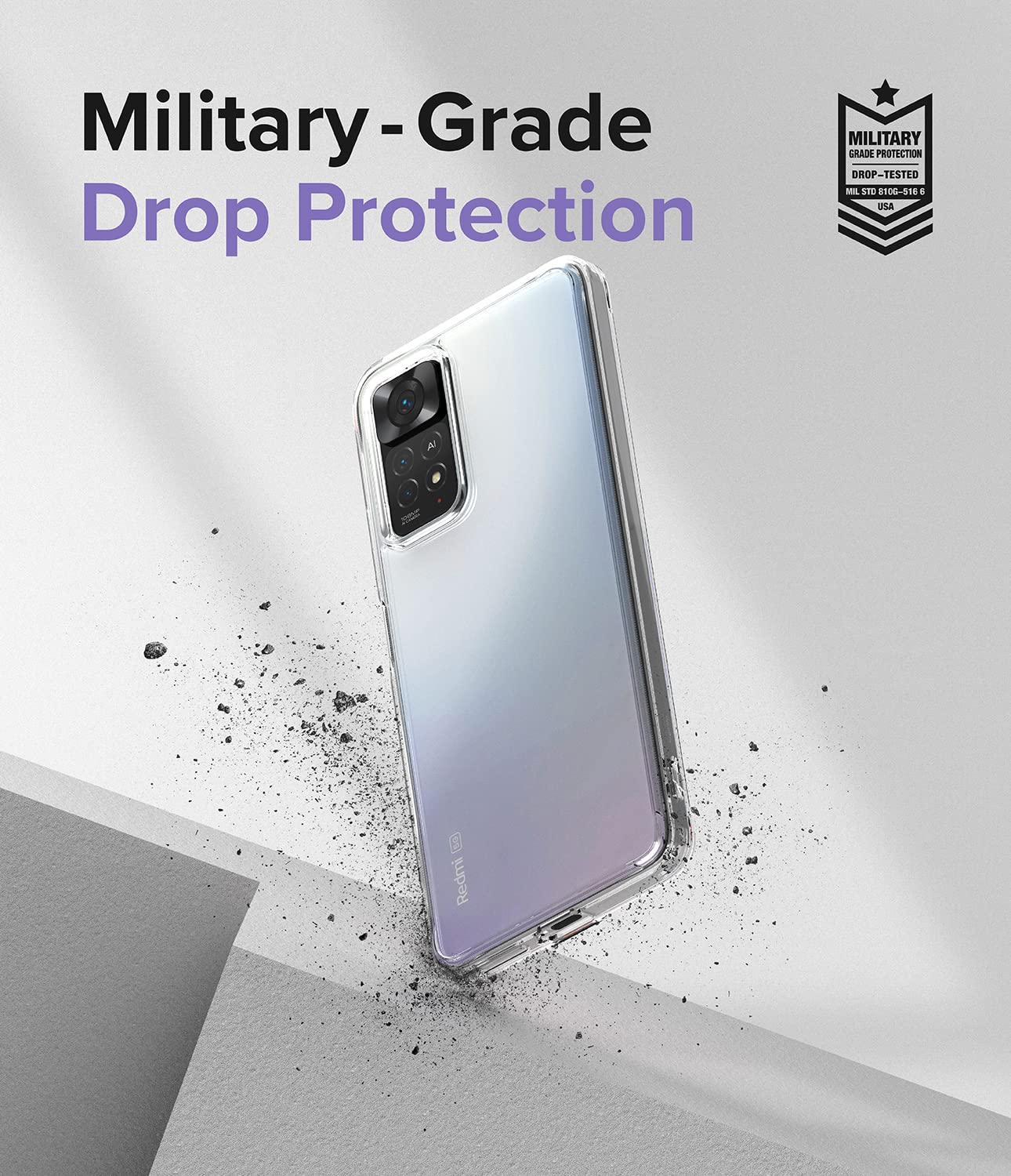 Funda Ringke Fusion Xiaomi Redmi Note 11 Pro Clear Trasera Dura Hybrid con Parachoques de TPU Flexible