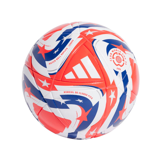 adidas - Balón de fútbol Unisex para Adultos de la FIFA Club World Cup League, Blanco/Rojo lúcido/Azul eléctrico/Plateado metálico, 5