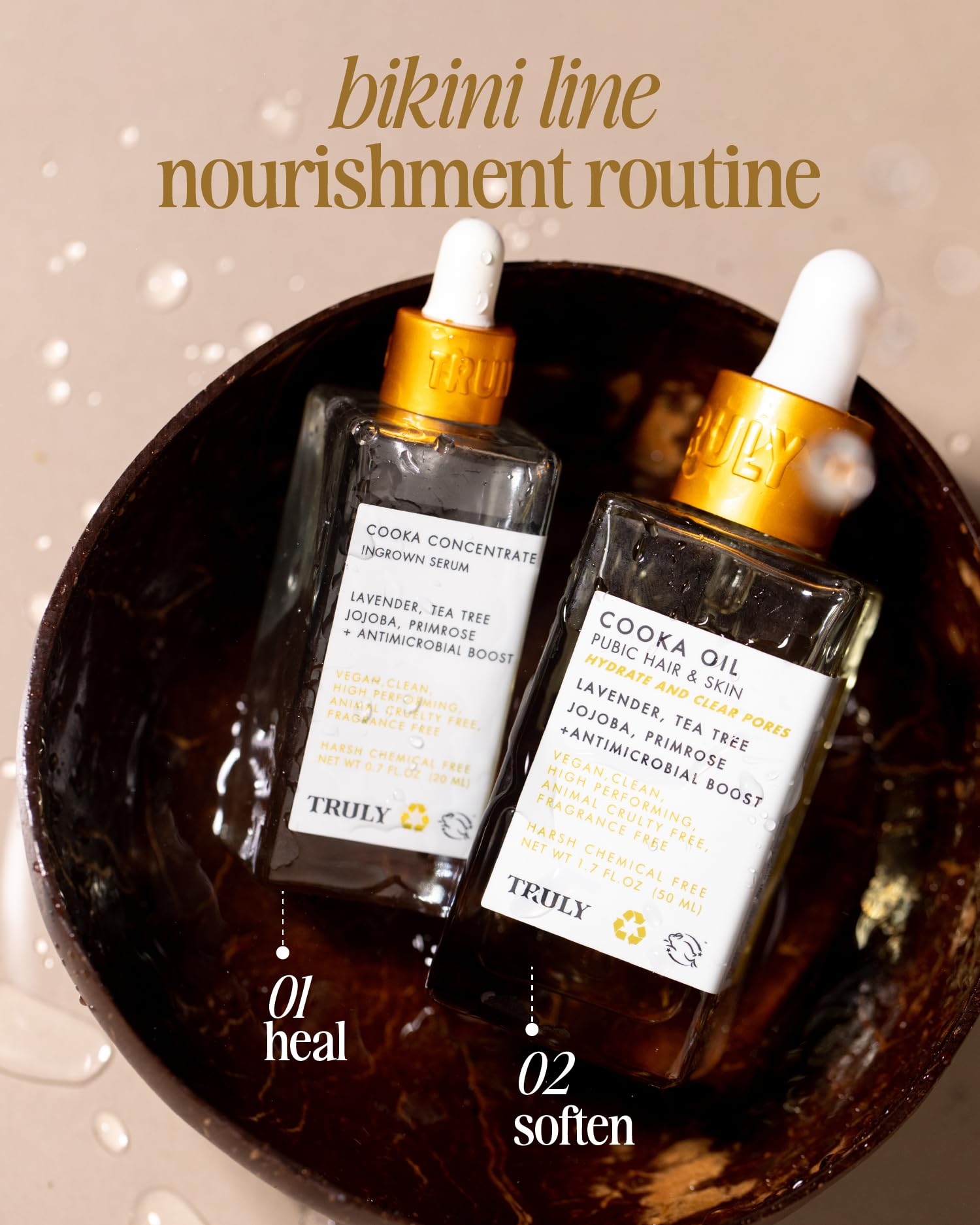 Truly Beauty Cooka Concentrado Suero Encarnado - Tratamiento Para El Cabello Encarnado Para El Área Del Bikini - Fórmula Suavizante Y Calmante Para Después Del Afeitado - Cura Quemaduras, Mellas Y Enc