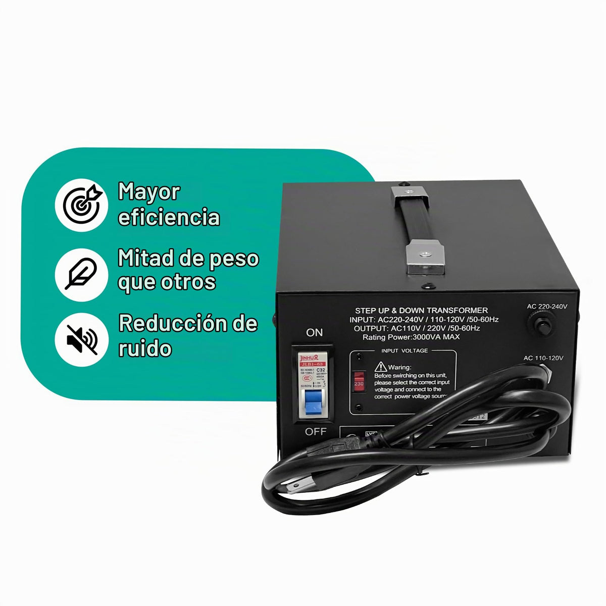 Convertidor de Voltaje LiteFuze LT Series 3000 W con Enchufe Universal Certificado CE