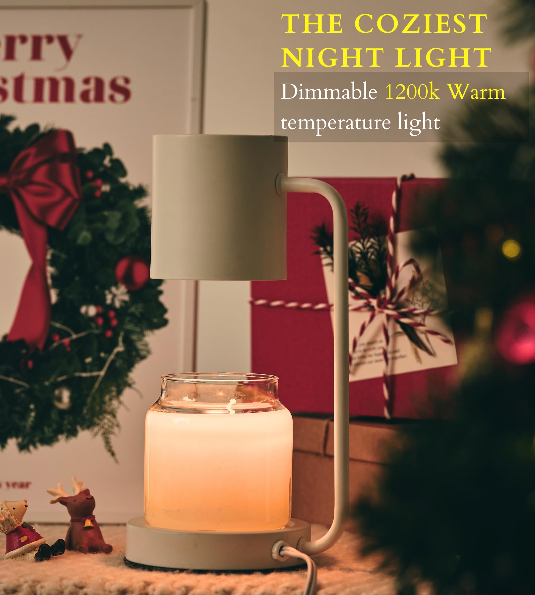 Cozyberry® Querencia - Lámpara calentadora de velas, compatible con Yankee Candle grande, metal, 110-120 V, difusor de velas regulable, tamaño pequeño y grande (blanco)