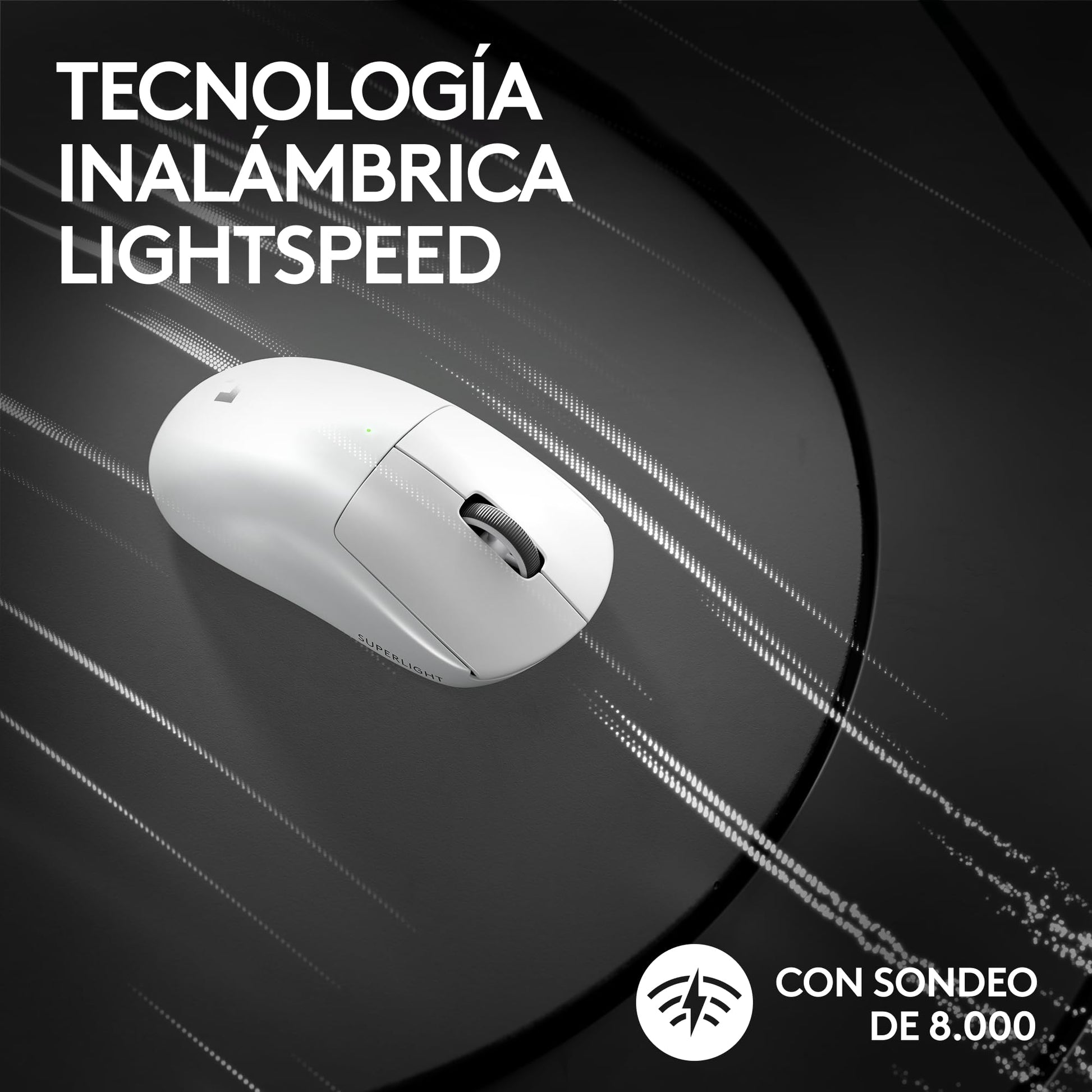 Logitech G Pro X Superlight 2 Lightspeed Mouse Inalámbrico de Juegos, Ligero, Interruptor Híbrido LIGHTFORCE, Sensor Hero 2, 32,000 dpi, 5 BOT. Programables, Carga USB-C, PC y Mac - Blanco