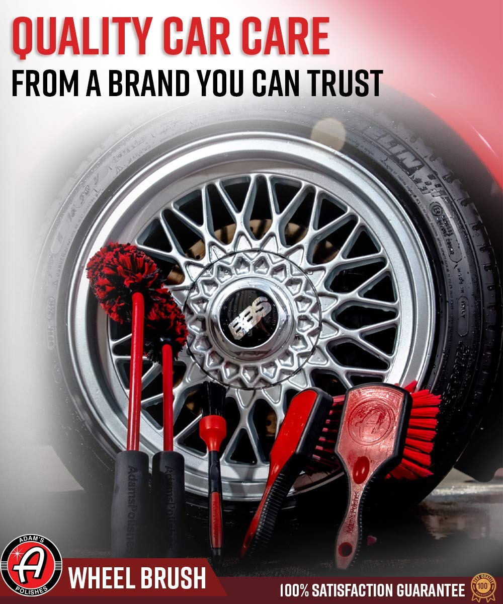 Cepillo de Rueda Adam's Polishes Gris cerdas suaves y mango de goma para limpieza de llantas