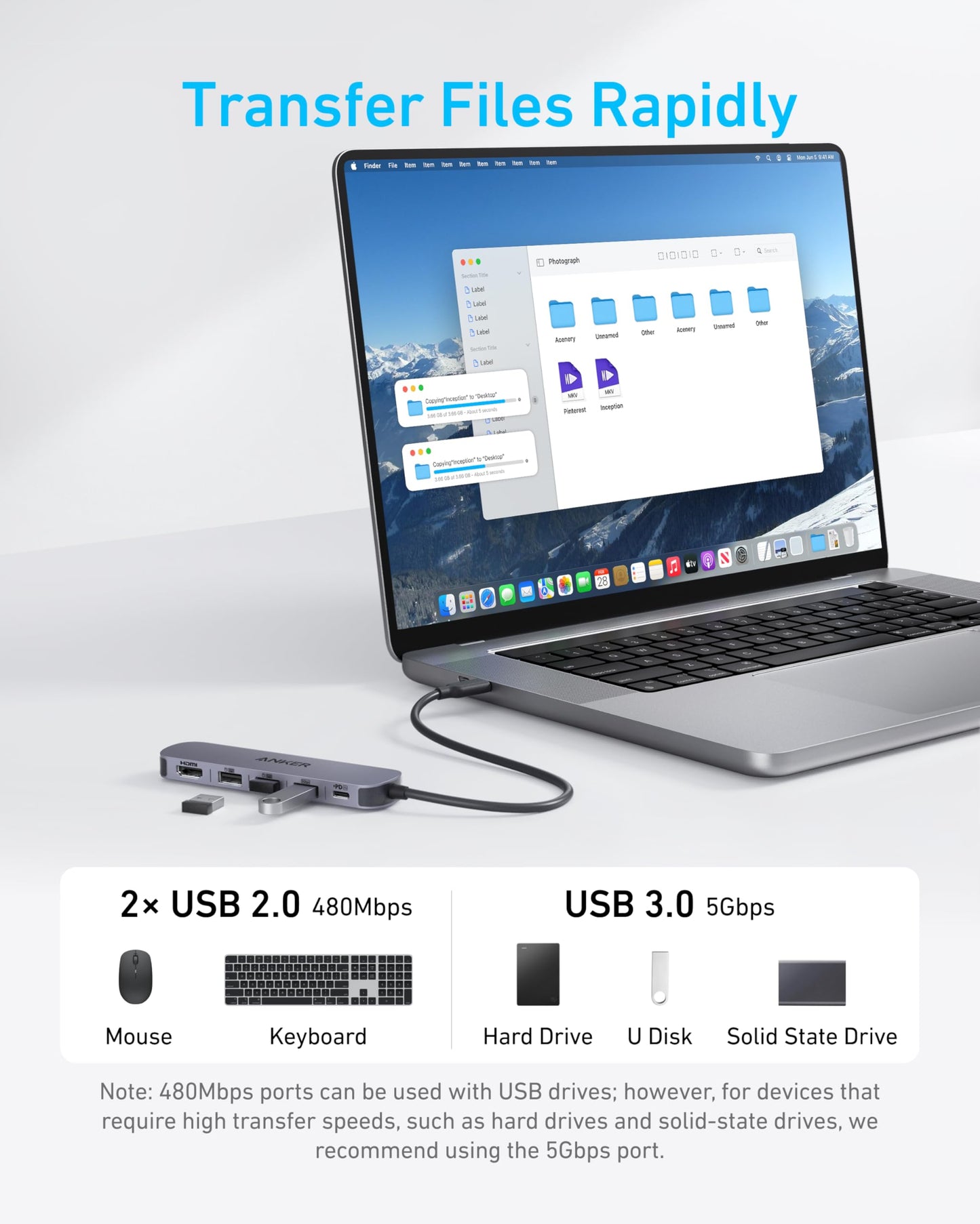 Hub USB-C Anker Plata con HDMI 4K 5 en 1