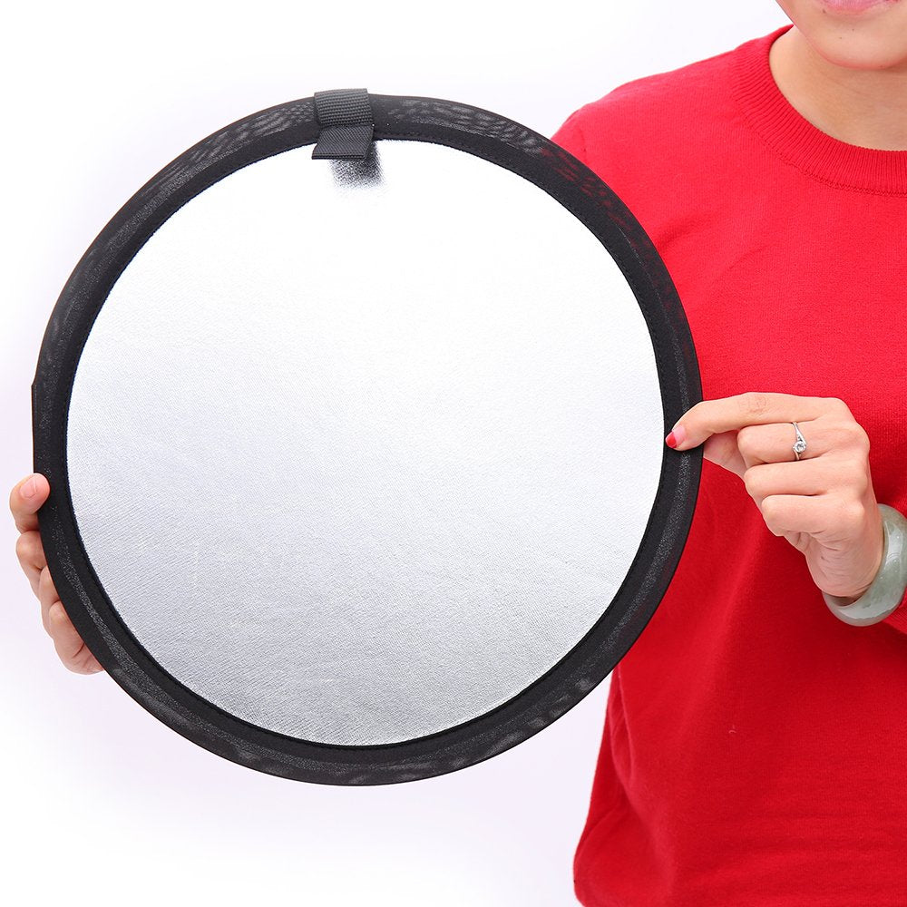 Photography Reflector 12"/30cm 5-in-1 Collapsible Multi-Disc Light Reflectors with Bag - Translucent, Gold, Silver, Black and White