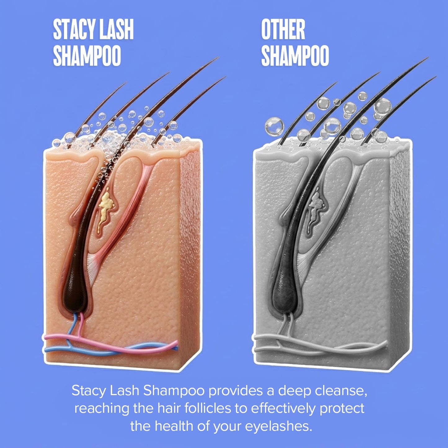 Stacy Lash Shampoo de Pestañas 50 ml con Cepillo - Sin Irritación - Sin Aceite - Hecho en USA