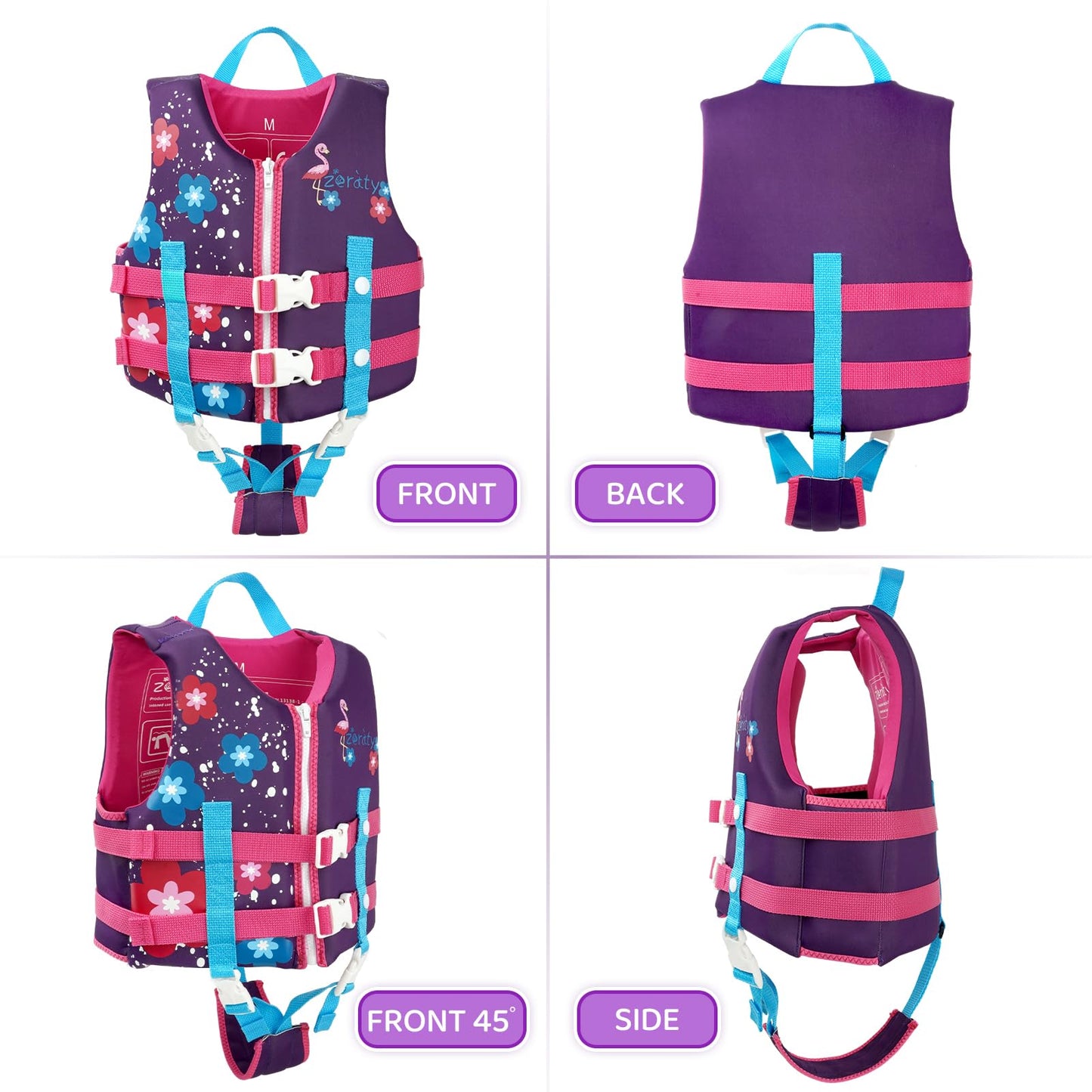 Chaleco de Natación Neopreno Zeraty Azul con Correas de Seguridad Ajustables para Niños y Niñas