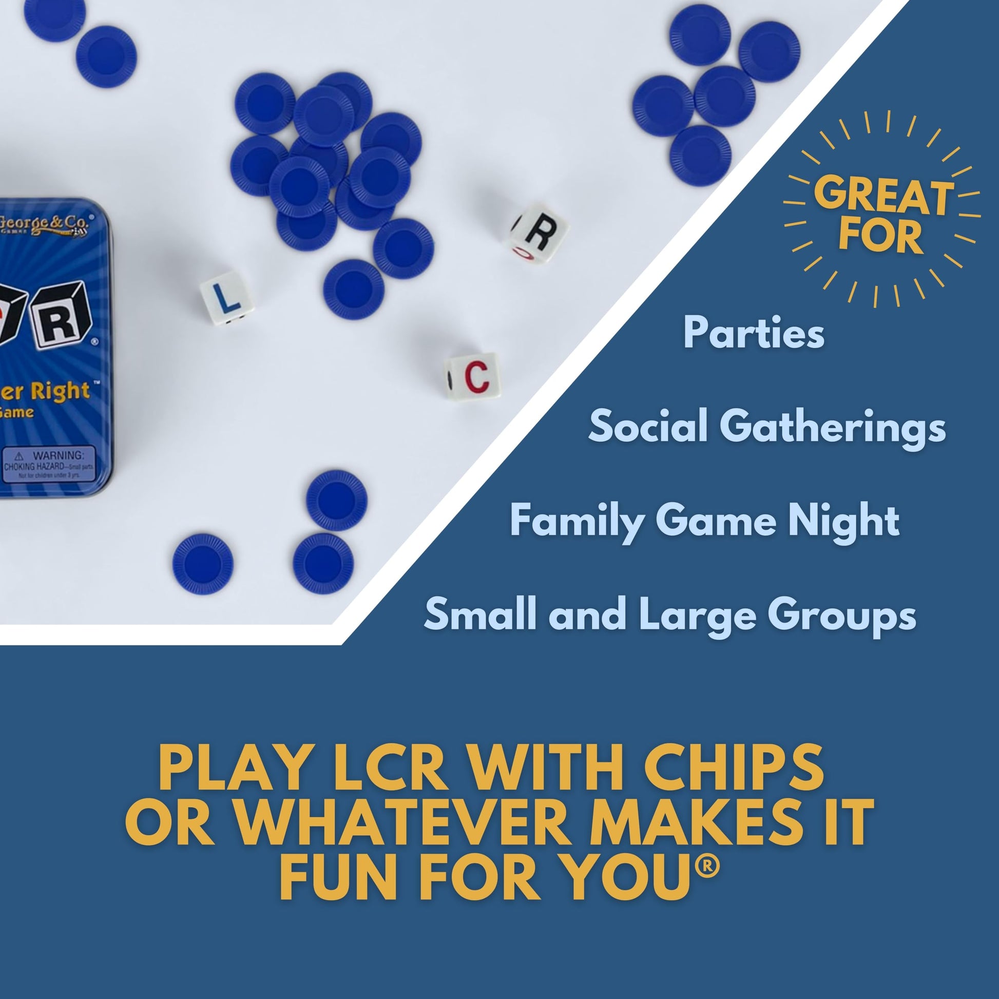 George & Company LLC LCR® Left Center Right™ Juego de Dados - Lata Azul