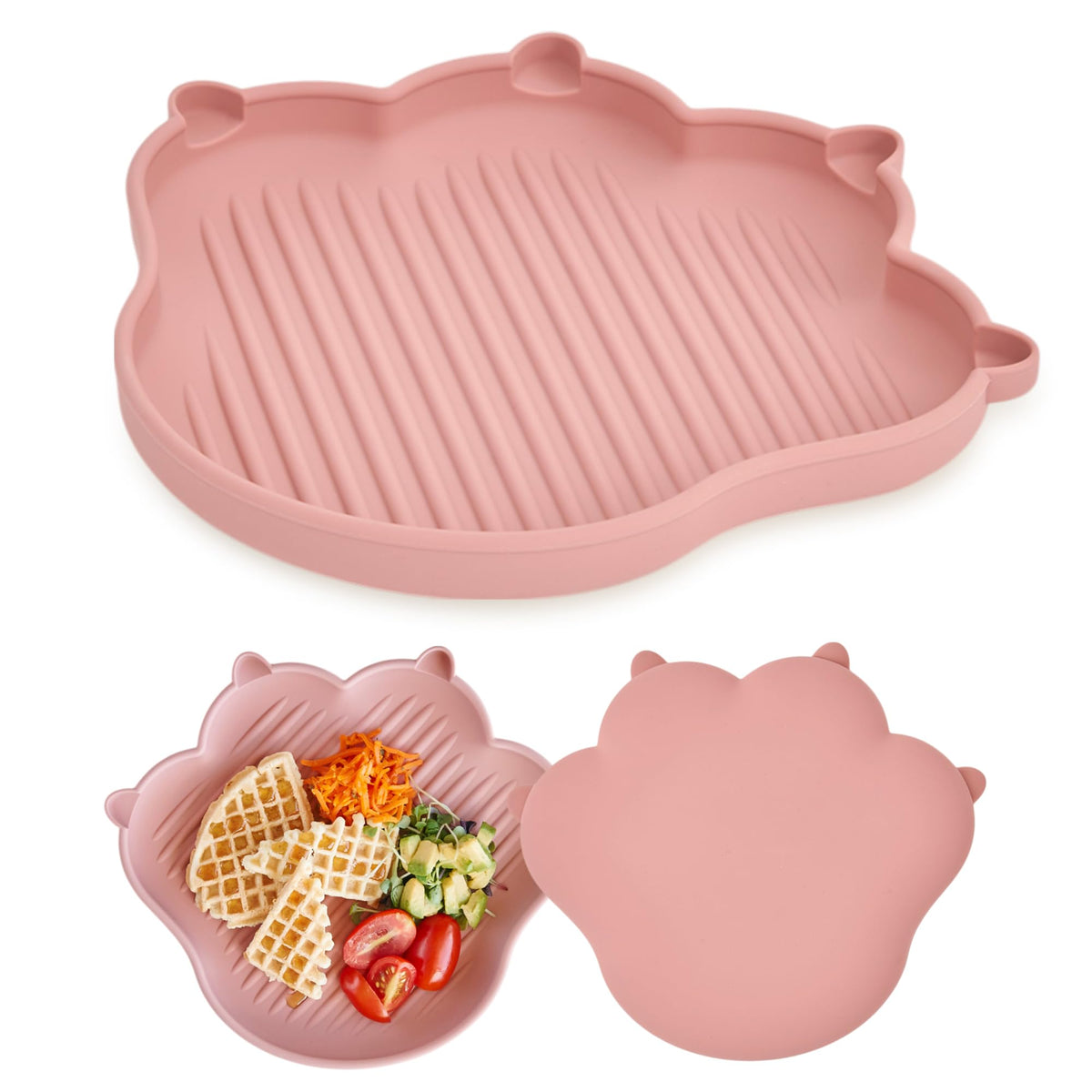 Firgi MEOW Plate - Platos de alimentación para bebés pequeños, 100% silicona de grado alimenticio, suministros de destete LED, sin BPA, suministros de alimentación de silicona suave y duradera, sin