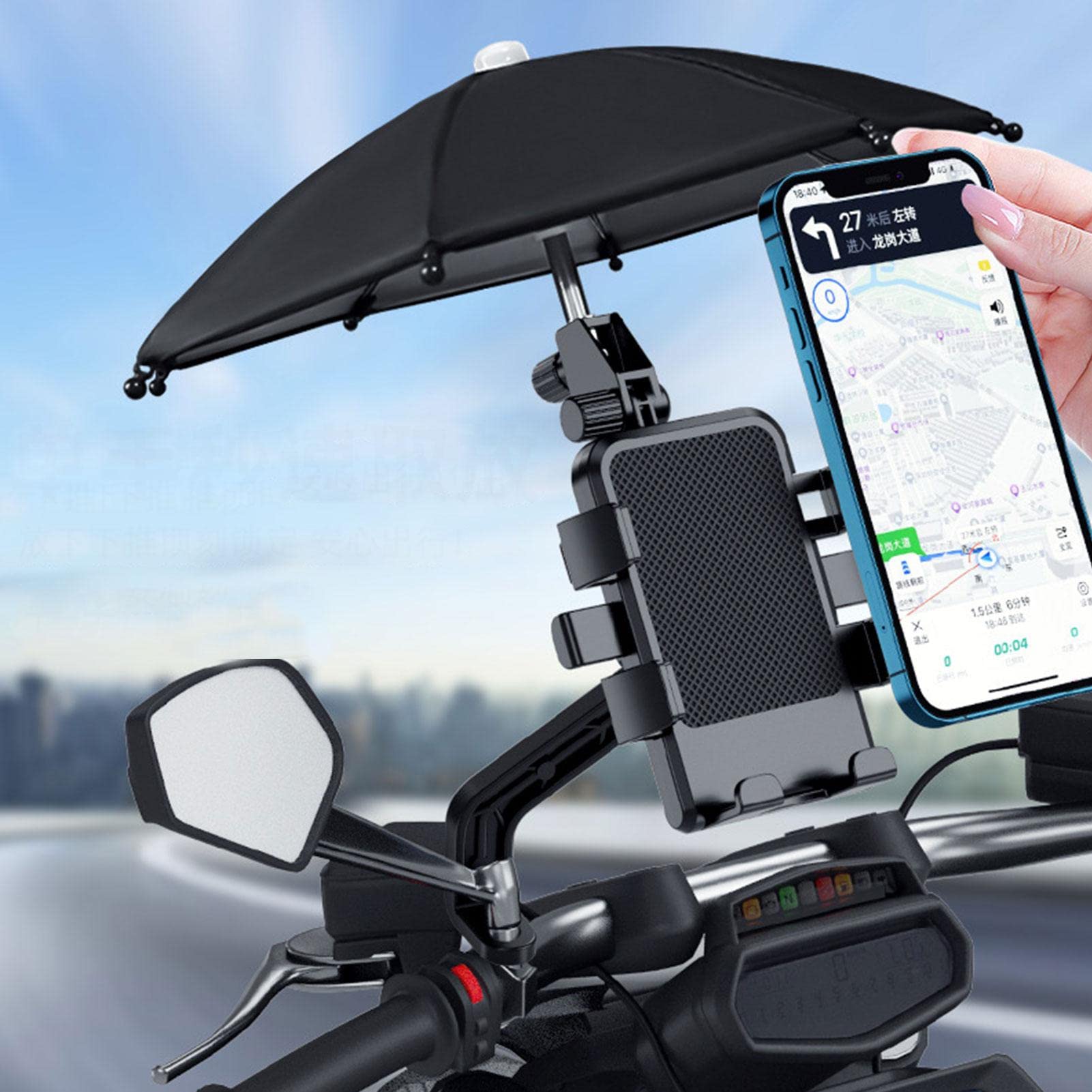 Paraguas de Teléfono PROIDL Solar para Bicicleta y Motocicleta, Manillar Giratorio 360 Grados