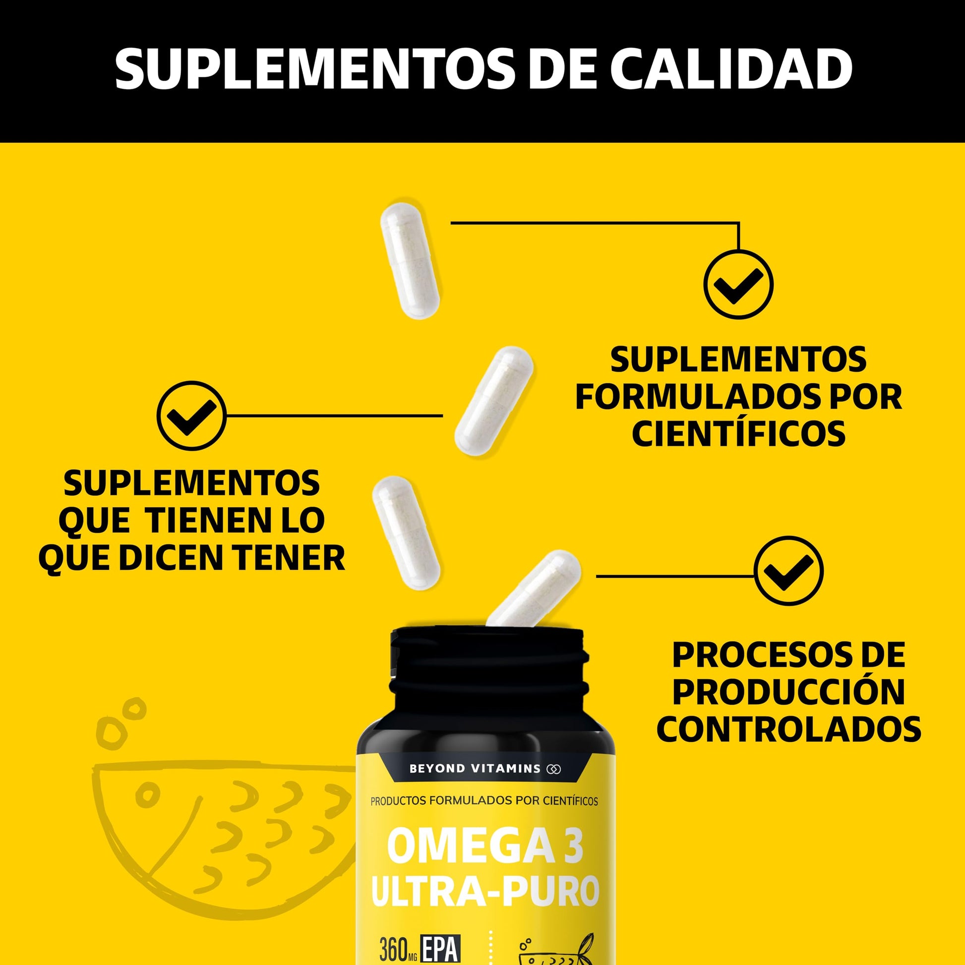 Suplemento Alimenticio Aceite de Pescado Beyond Vitamins Alta Pureza y Concentración 60 Cápsulas