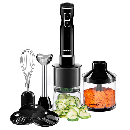 Chefman | Batidora de Mano | Hand Blender | Licuadora de Mano | 3 Cuchillas | 6 en 1 | Negro