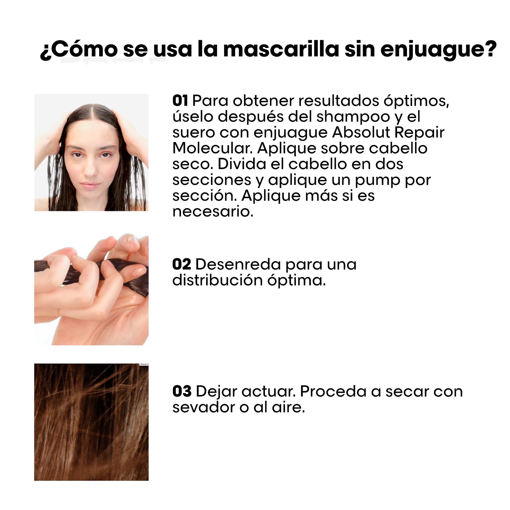 L'Oréal Professionnel Absolut Repair Molecular Mascarilla | Mascarilla sin enjuague reparadora | Protección Térmica | Efecto Anti-Frizz | Para cabello muy dañado | Con tecnología 2% reparador de péptidos + 5 aminoácidos | Repara el cabello y restaura su f