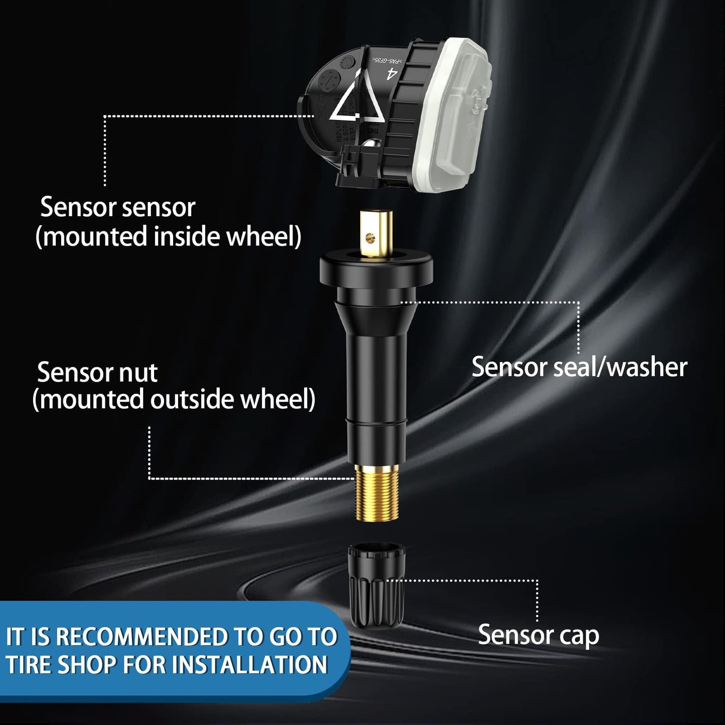 GEARMEISTER Sensor Tpms, sensor de presión de neumáticos de 433 MHZ para Chevrolet/Buick/Cadillac/GMC Acadia Sierra 2016-2022, sensores TPMS preprogramados 13598773 13589601 13506028 1359422 4 piezas