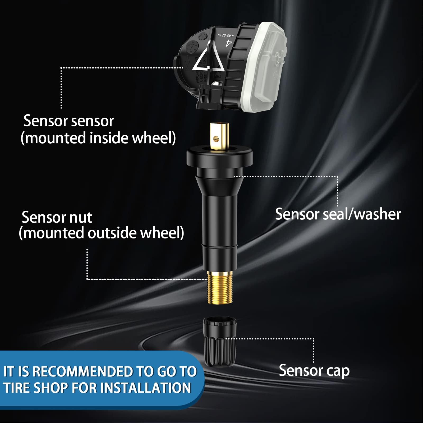 GEARMEISTER Sensor Tpms, sensor de presión de neumáticos de 433 MHZ para Chevrolet/Buick/Cadillac/GMC Acadia Sierra 2016-2022, sensores TPMS preprogramados 13598773 13589601 13506028 1359422 4 piezas