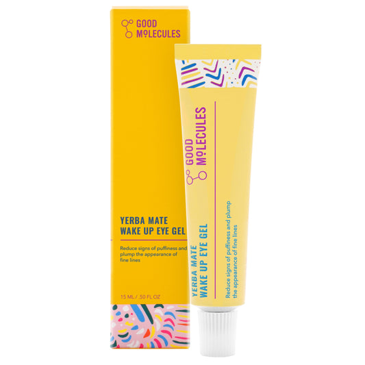 Good Molecules - Gel para ojos Yerba Mate Wake Up, 15 ml/.5 oz, yerba mate y cafeína para minimizar la hinchazón, los ojos cansados y la hinchazón, ácido hialurónico para hidratar, rellenar y suavizar, cuidado de la piel para el rostro