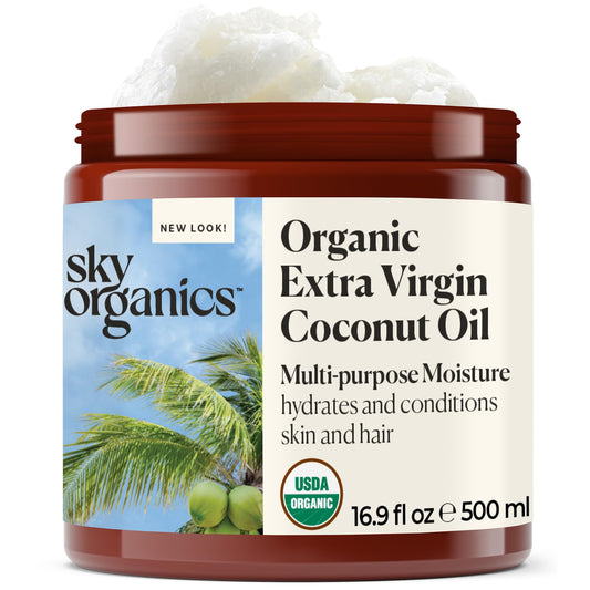 Sky Organics Organic Extra Virgin Coconut Oil by Sky Organics 16.9 oz- USDA Organic Coconut Oil, Cold-Pressed, Kosher, Cruelty-Free, Color Corrector, Unrefined- Skin Moisturizer, Hair Treatment & Baking