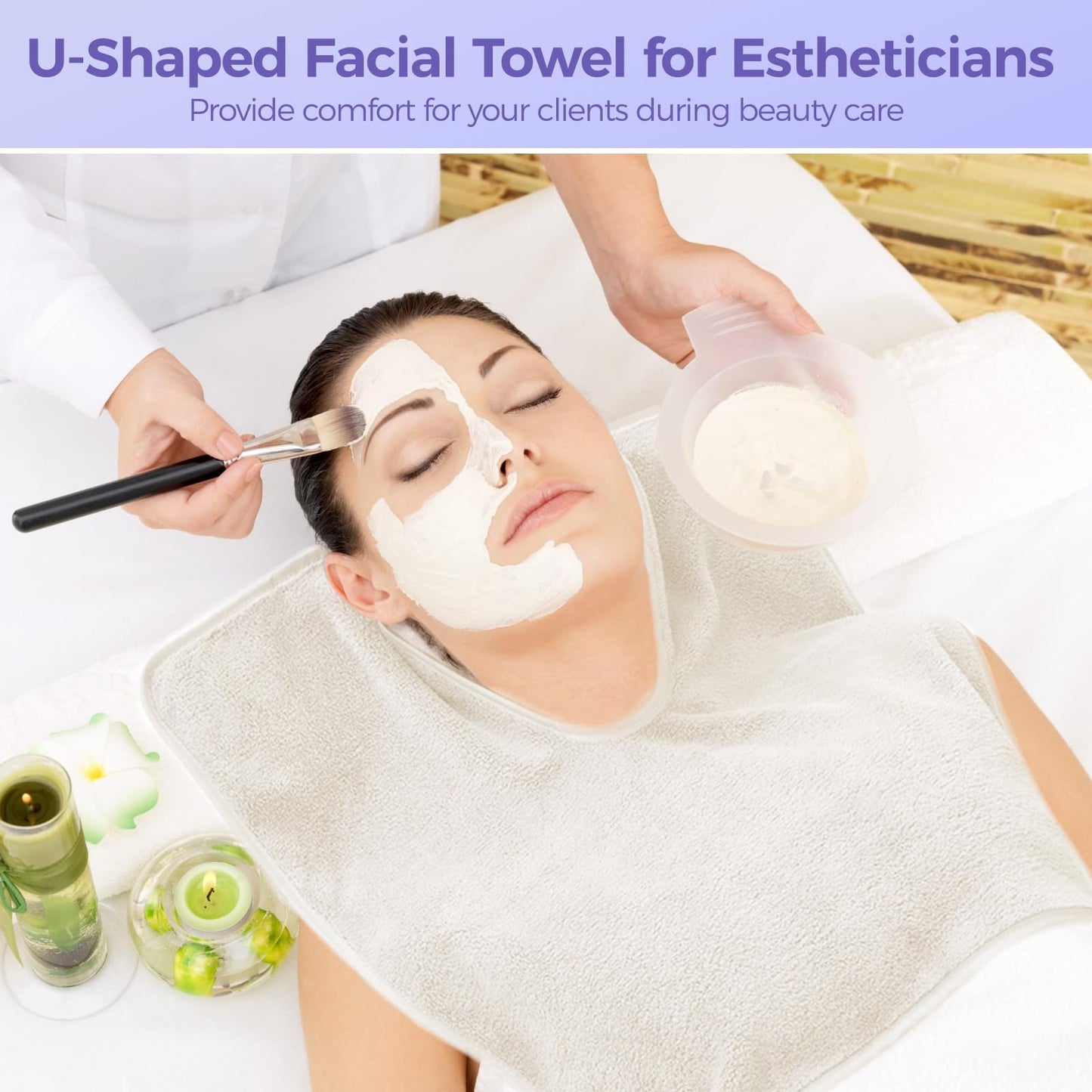 DIMEGON 12 toallas faciales en forma de U, suaves paños faciales de forro polar coral para salones de belleza, cuidado de la piel, centros de spa