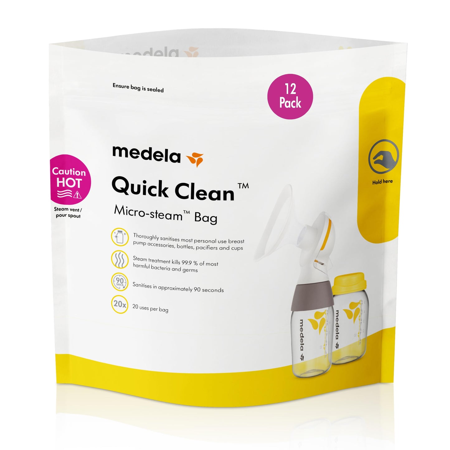 Bolsas de Esterilización Medela Quick Clean Micro-Steam 12 Unidades para Biberones y Partes de Extractor de Leche