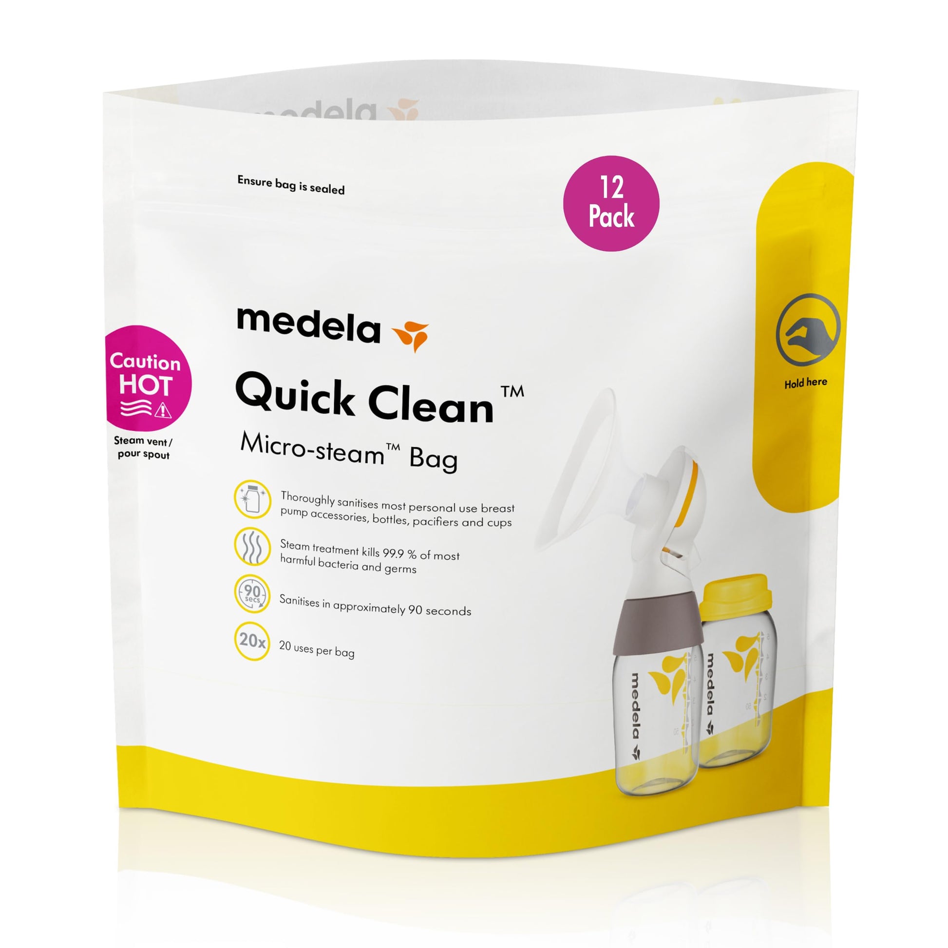Bolsas de Esterilización Medela Quick Clean Micro-Steam 12 Unidades para Biberones y Partes de Extractor de Leche
