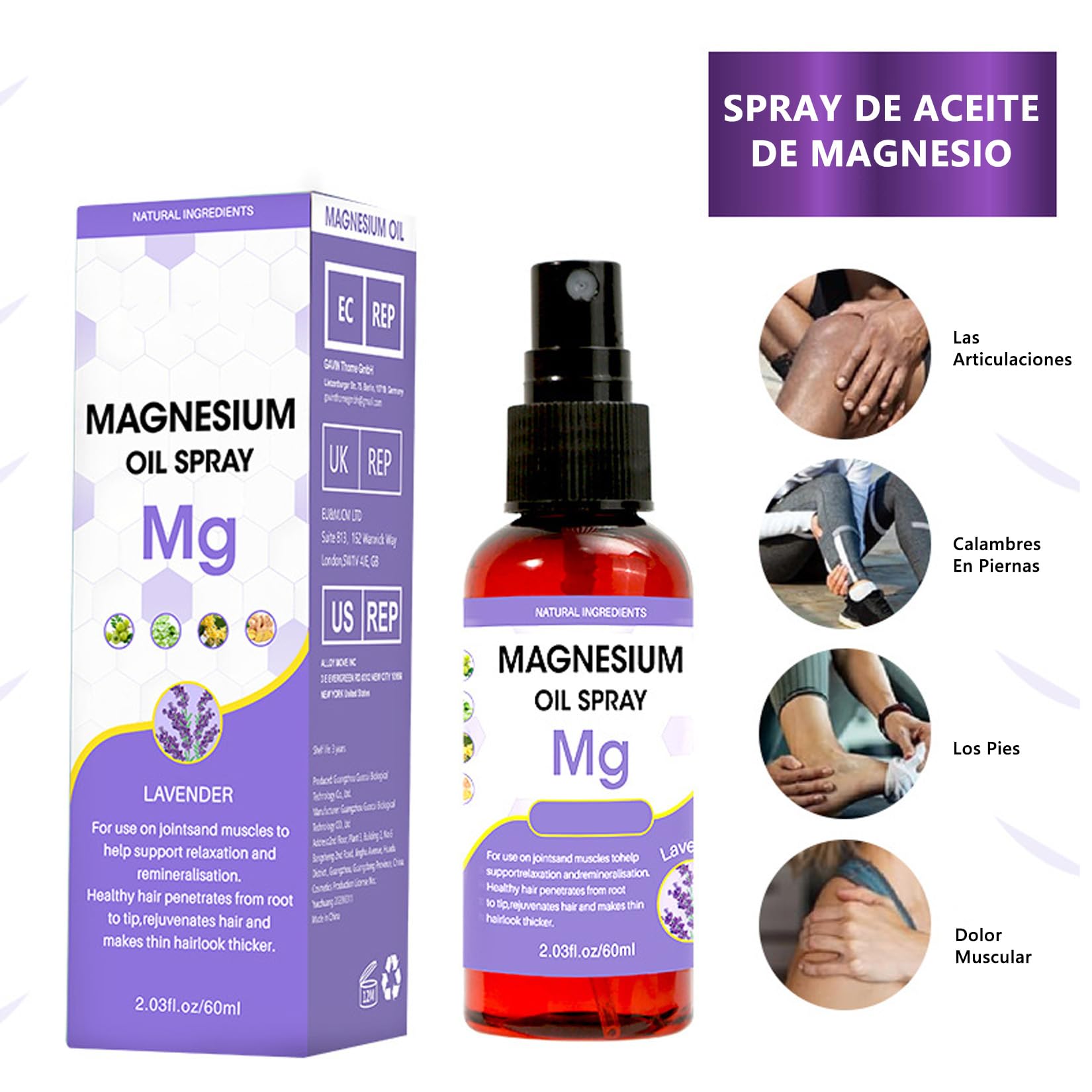 Magnesium oil spray body relax lavanda mejora del sueño alivio del dolor muscular magnesium oil body spray