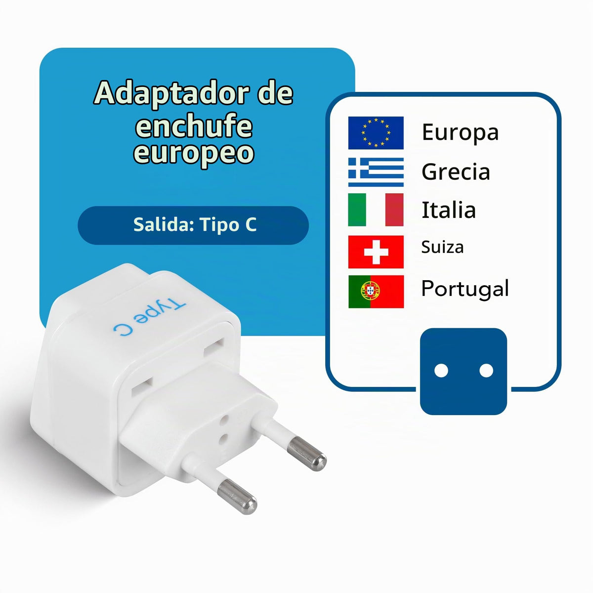 Adaptador de Enchufe Universal Ceptics Negro con Toma a Tierra