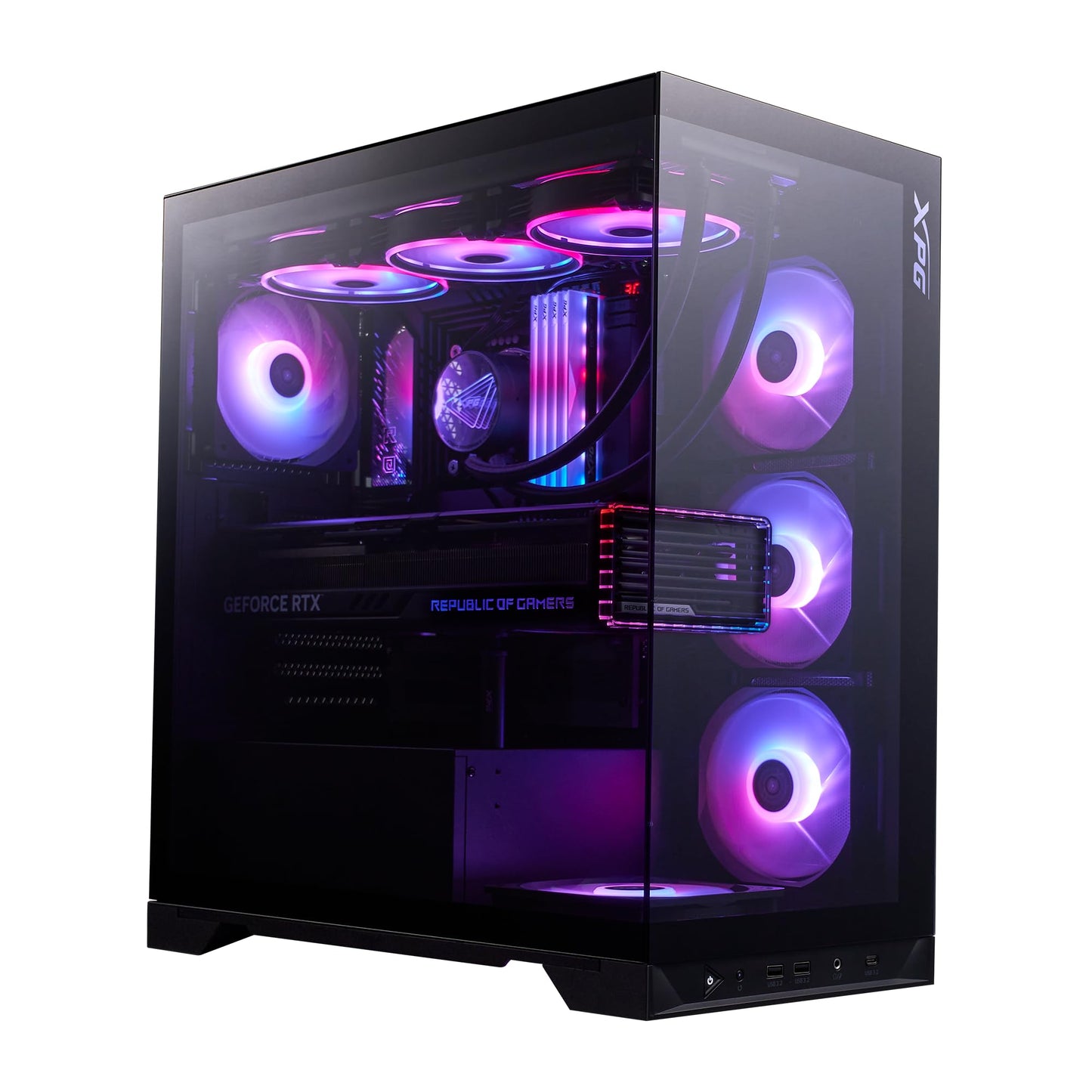 XPG Invader X BTF Placa Base de Conector inverso, chasis de Torre Media, Compatible con hasta 10 Ventiladores de 120 mm, Montaje Vertical y Horizontal de GPU (INVADERXBTFMT-BKCWW)
