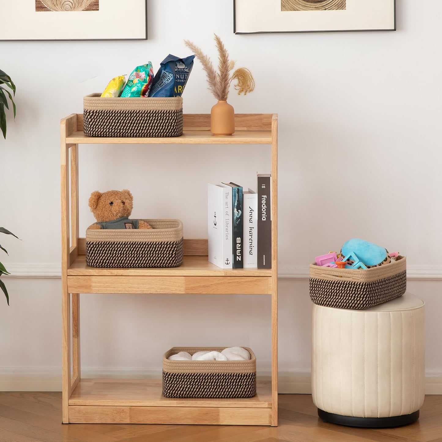 OIAHOMY - Paquete de 4 cestas de almacenamiento para organizar, cubos pequeños para estantes, lindos cubos de almacenamiento decorativos, cestas organizadoras para regalos vacíos, 11.8 pulgadas de