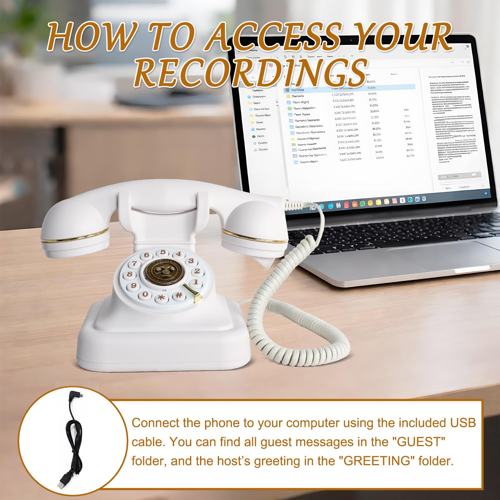 ROOMEDAL Libro de Visitas de Audio para Bodas, Teléfono Vintage con Mensaje de Voz y Caja de Regalo Premium para Eventos Especiales, Despedida de Soltera, Fiesta de Cumpleaños, Baby Shower