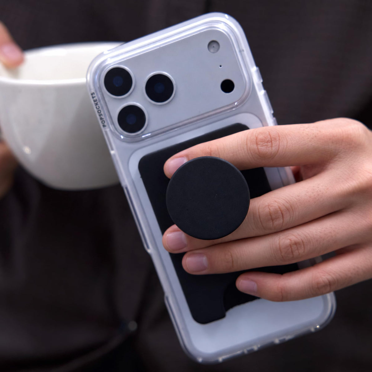 Portafolios PopSockets MagSafe Negro Agarre Expandible Compatible con Carga Inalámbrica