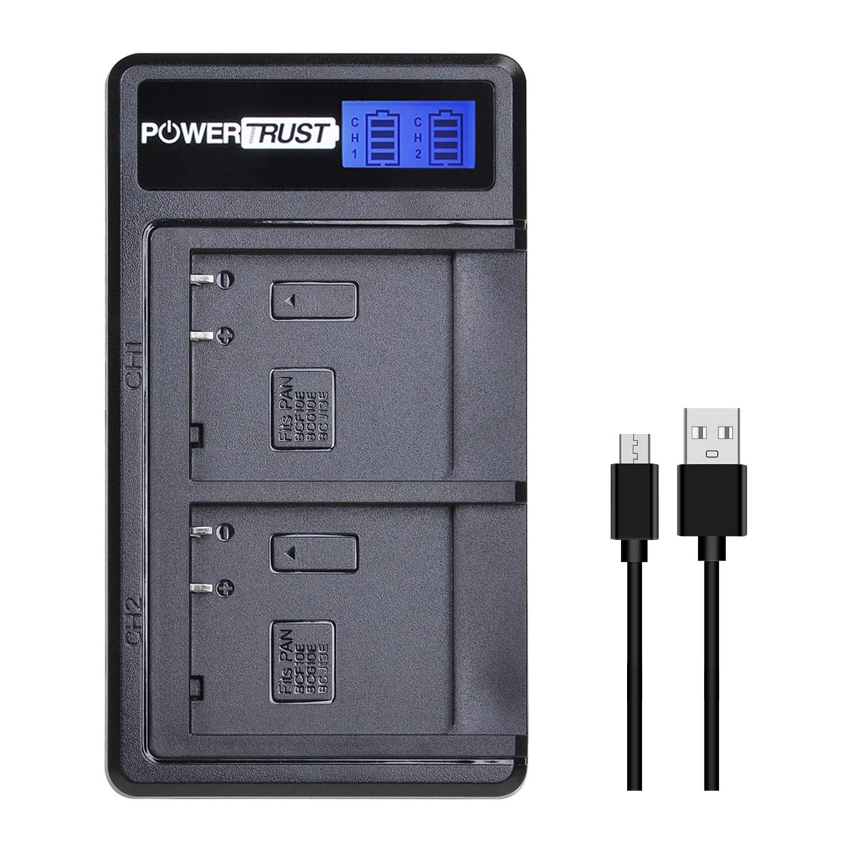 Paquete de Baterías PowerTrust Negro con Cargador para Panasonic Lumix DMC-FP5 DMC-FP7 y Más